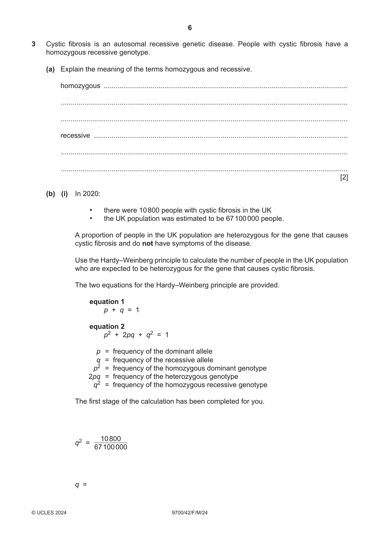 Cambridge A Level Biology 9700 2024 Feb/March Paper 4 · Variant 2 question paper, page 6 of 32
