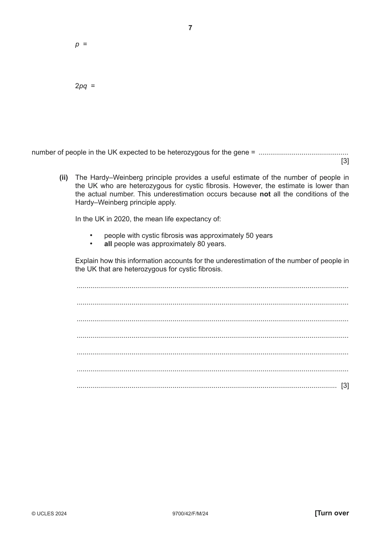 Cambridge A Level Biology 9700 2024 Feb/March Paper 4 · Variant 2 question paper, page 7 of 32