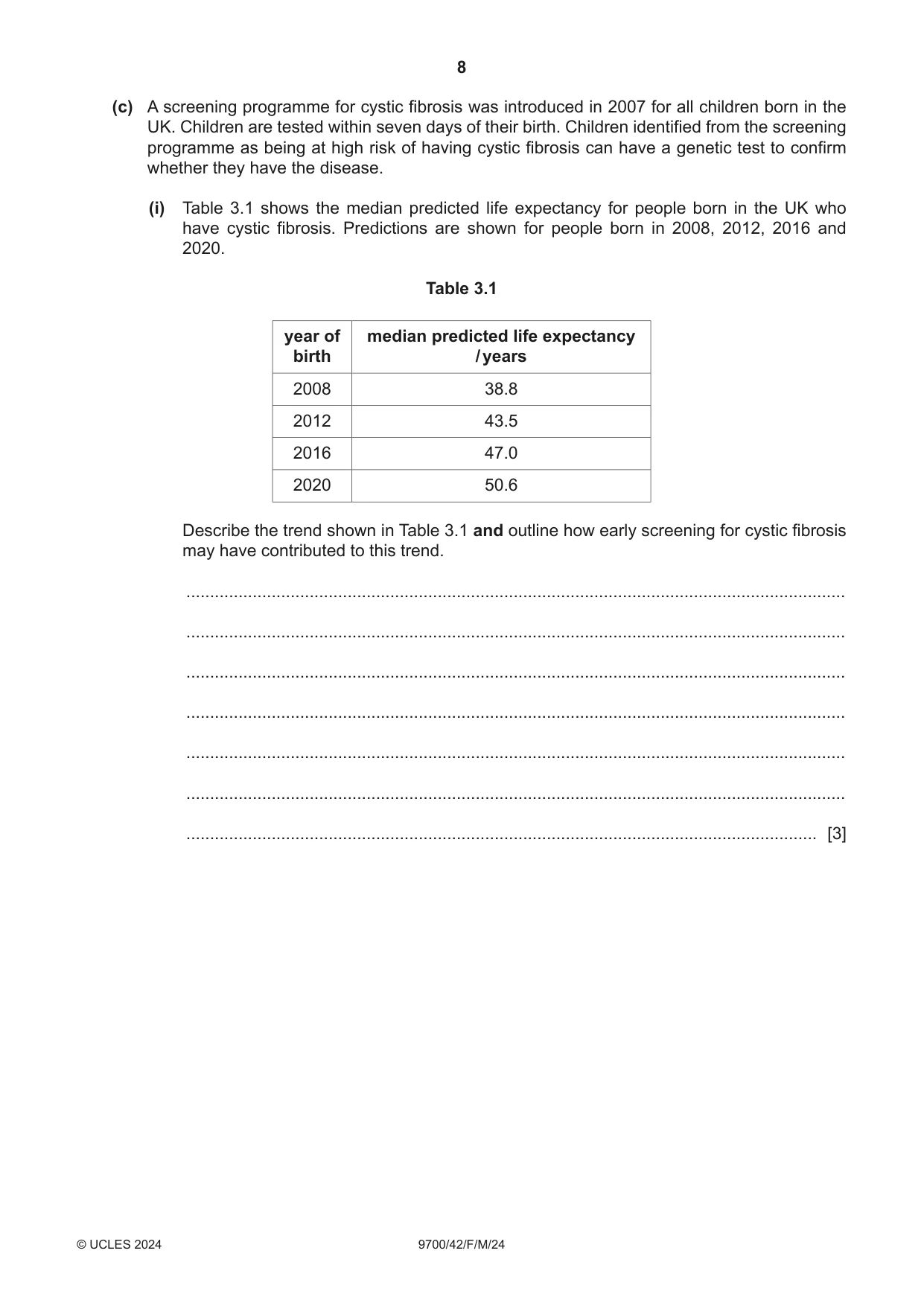 Cambridge A Level Biology 9700 2024 Feb/March Paper 4 · Variant 2 question paper, page 8 of 32
