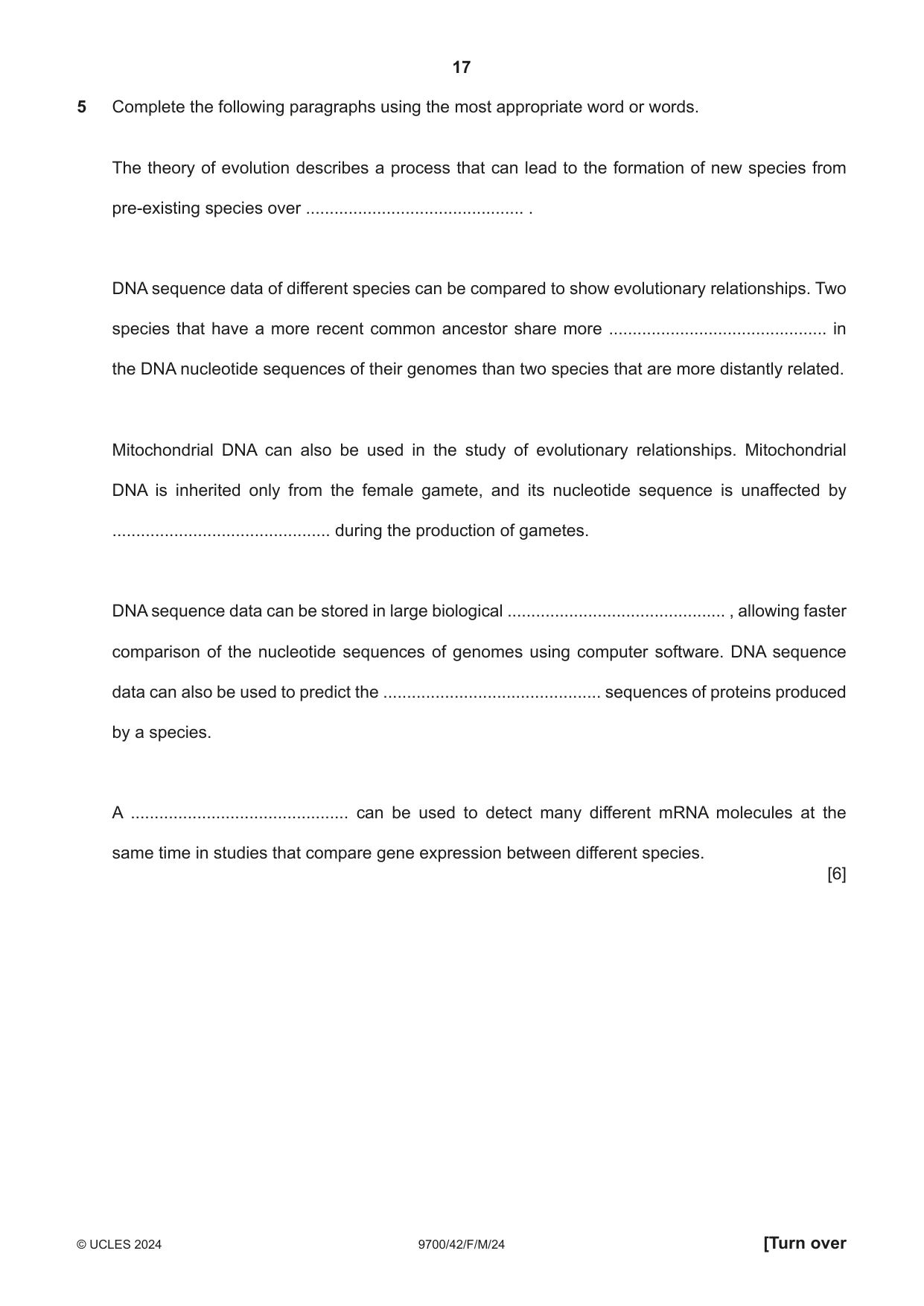 Cambridge A Level Biology 9700 2024 Feb/March Paper 4 · Variant 2 question paper, page 17 of 32
