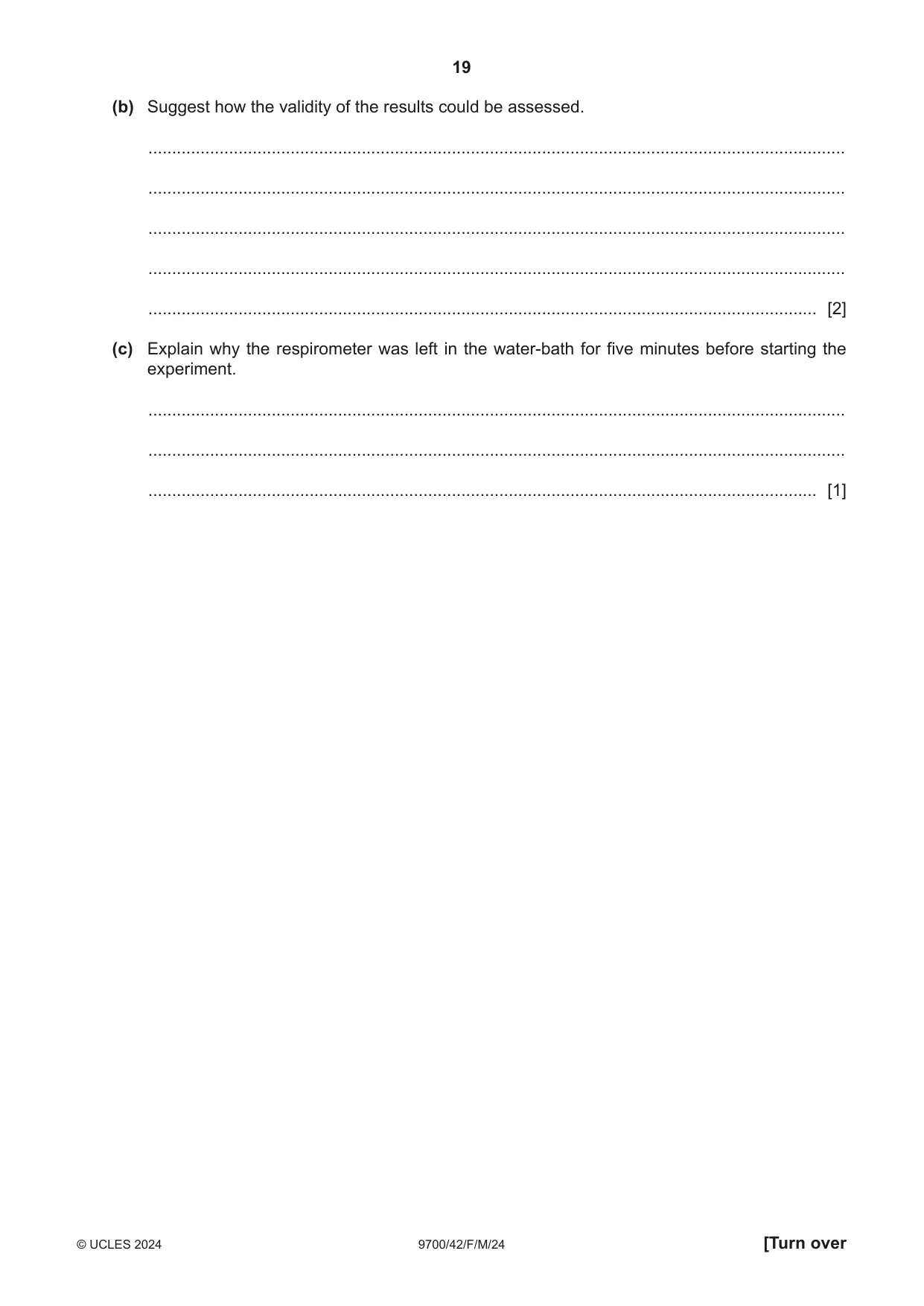 Cambridge A Level Biology 9700 2024 Feb/March Paper 4 · Variant 2 question paper, page 19 of 32