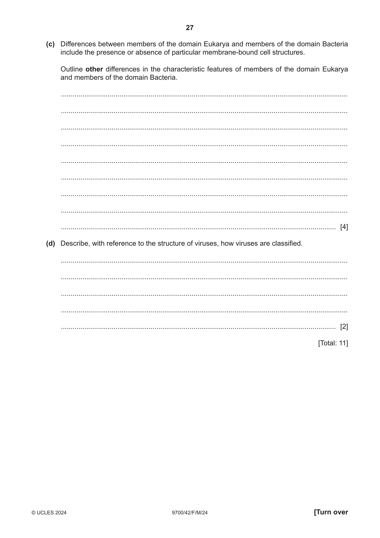 Cambridge A Level Biology 9700 2024 Feb/March Paper 4 · Variant 2 question paper, page 27 of 32