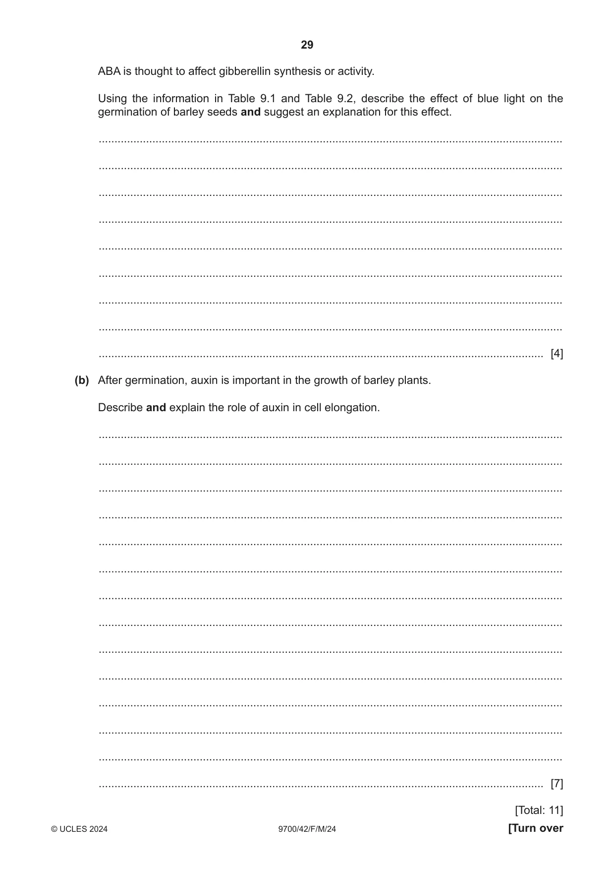 Cambridge A Level Biology 9700 2024 Feb/March Paper 4 · Variant 2 question paper, page 29 of 32