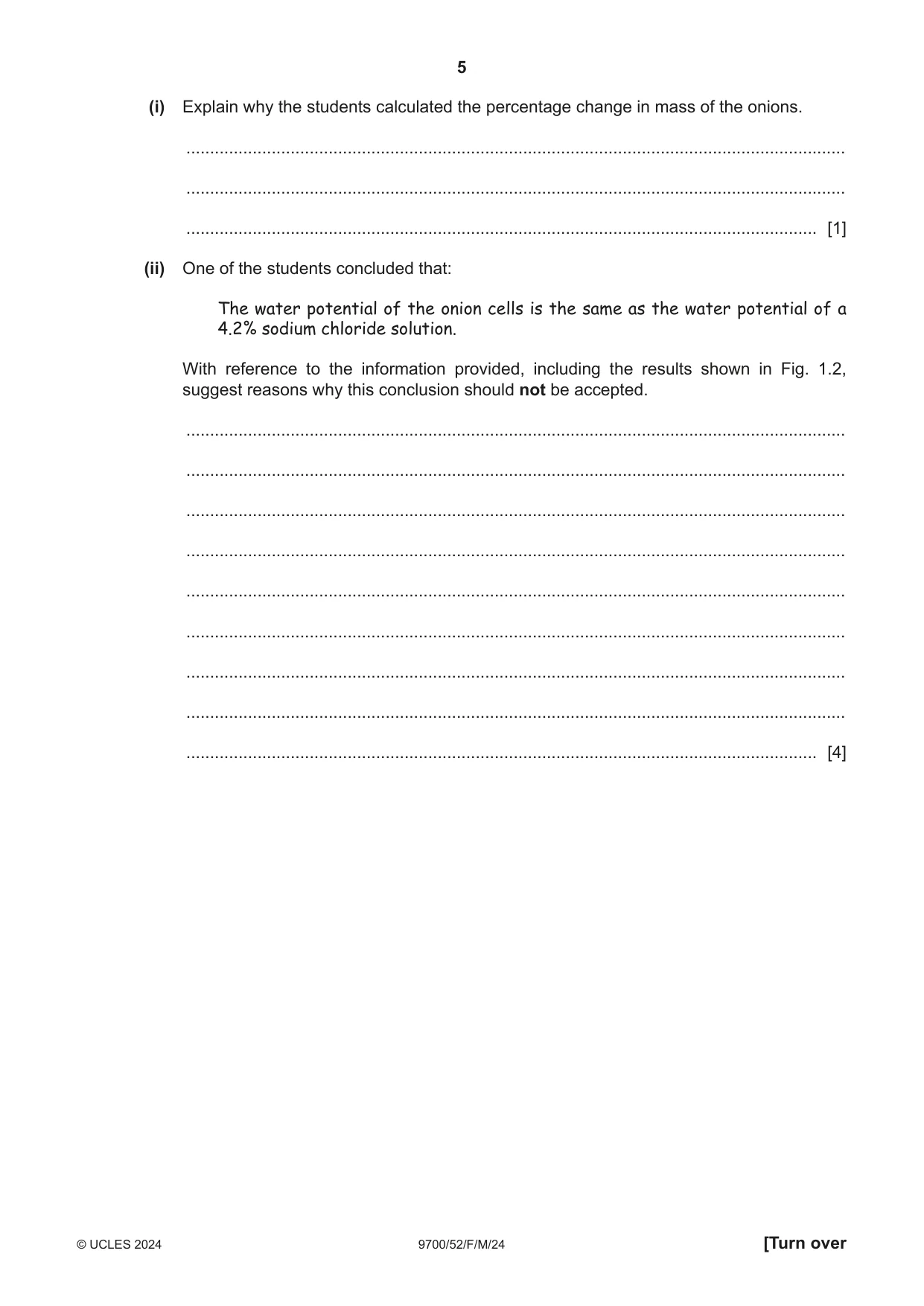 Cambridge A Level Biology 9700 2024 Feb/March Paper 5 · Variant 2 question paper, page 5 of 16