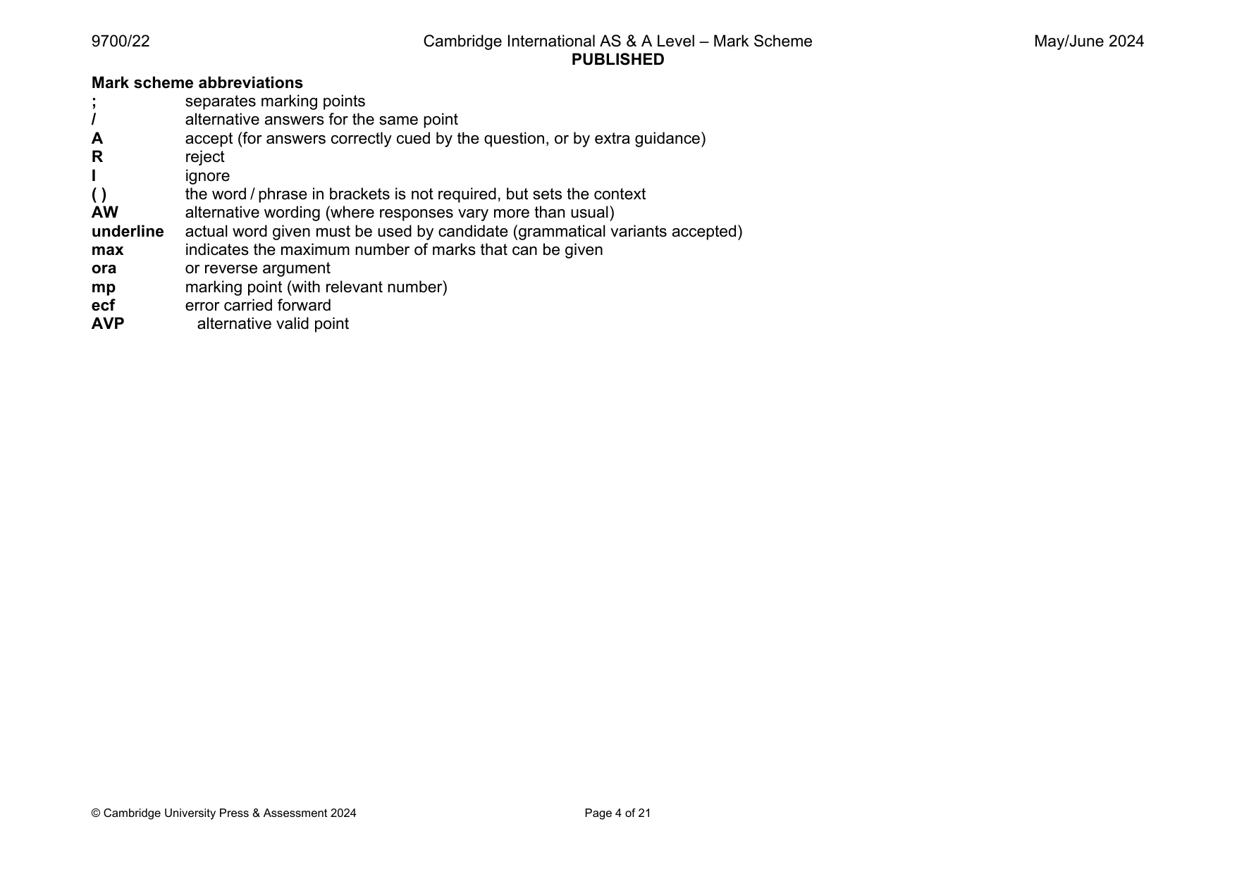 Mark scheme, page 4 of 21