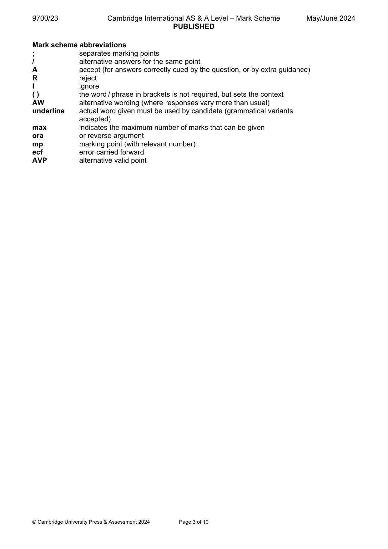 Mark scheme, page 3 of 10