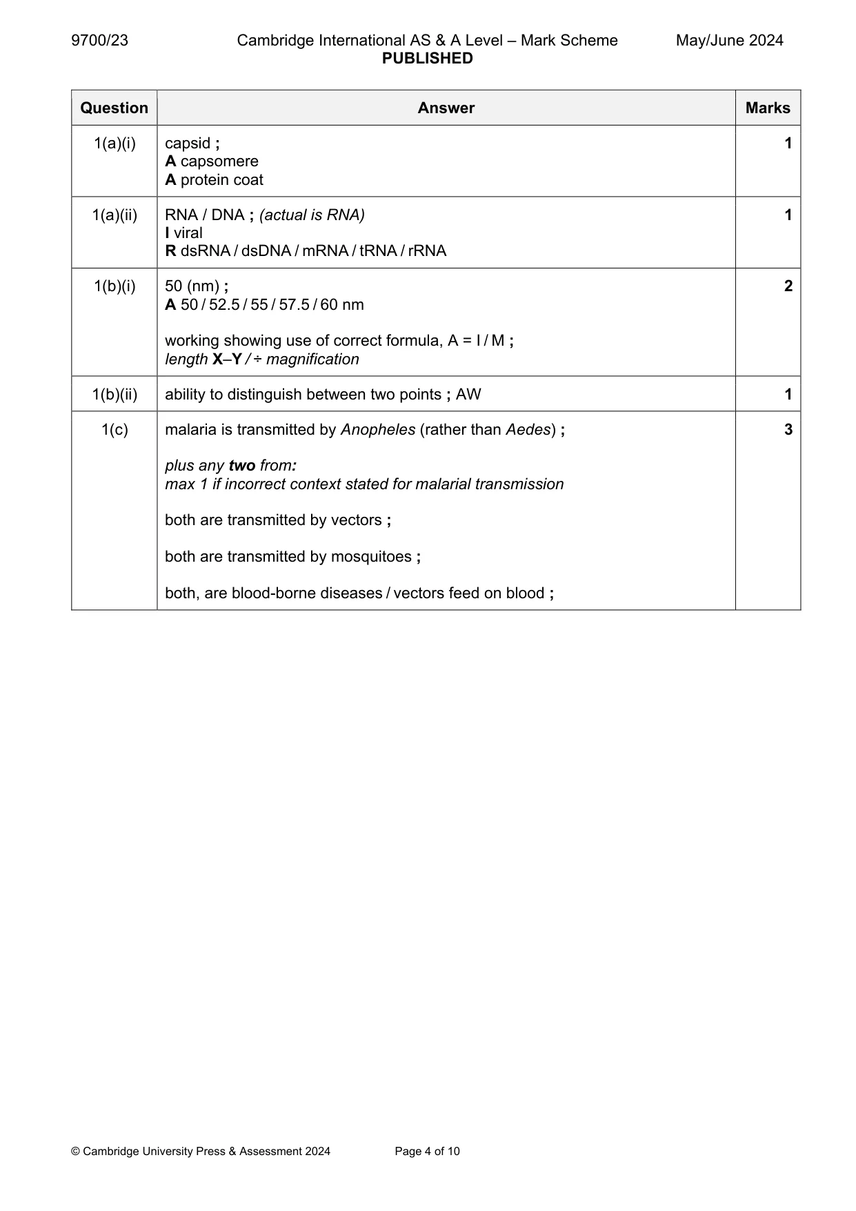 Mark scheme, page 4 of 10