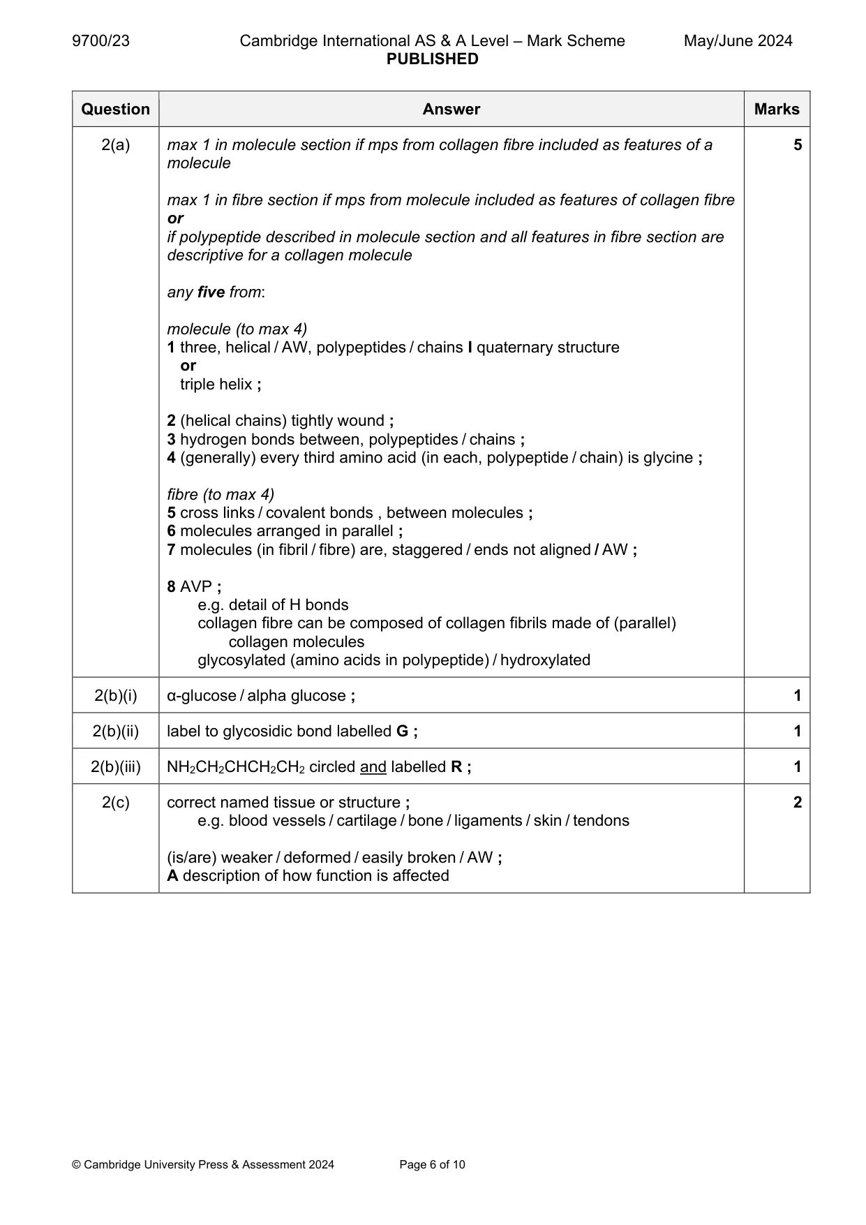 Mark scheme, page 6 of 10