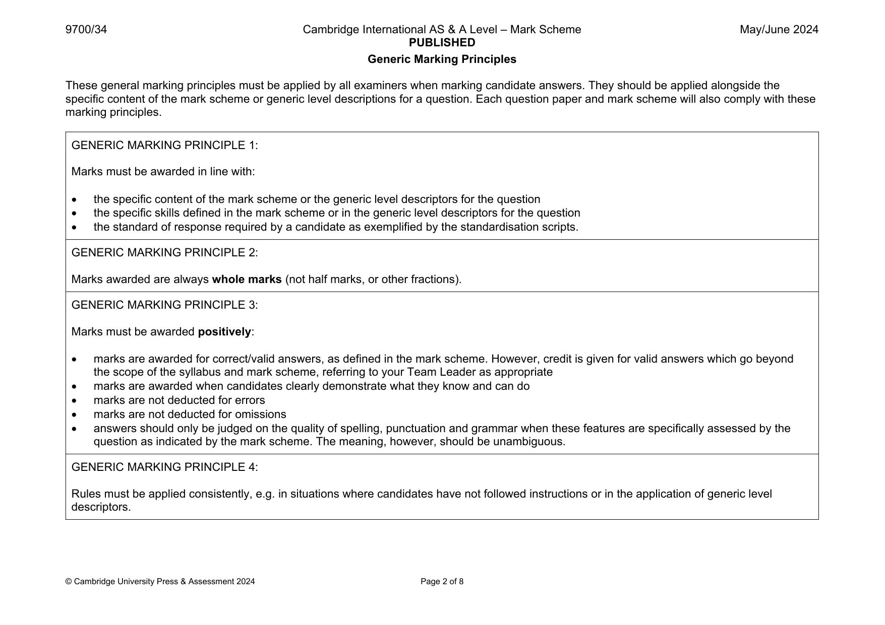 Mark scheme, page 2 of 8