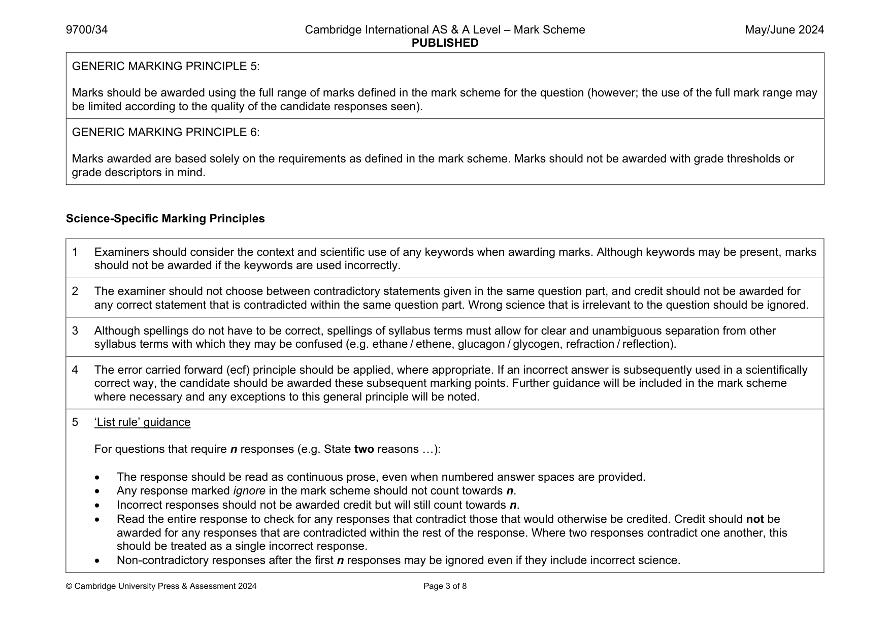 Mark scheme, page 3 of 8