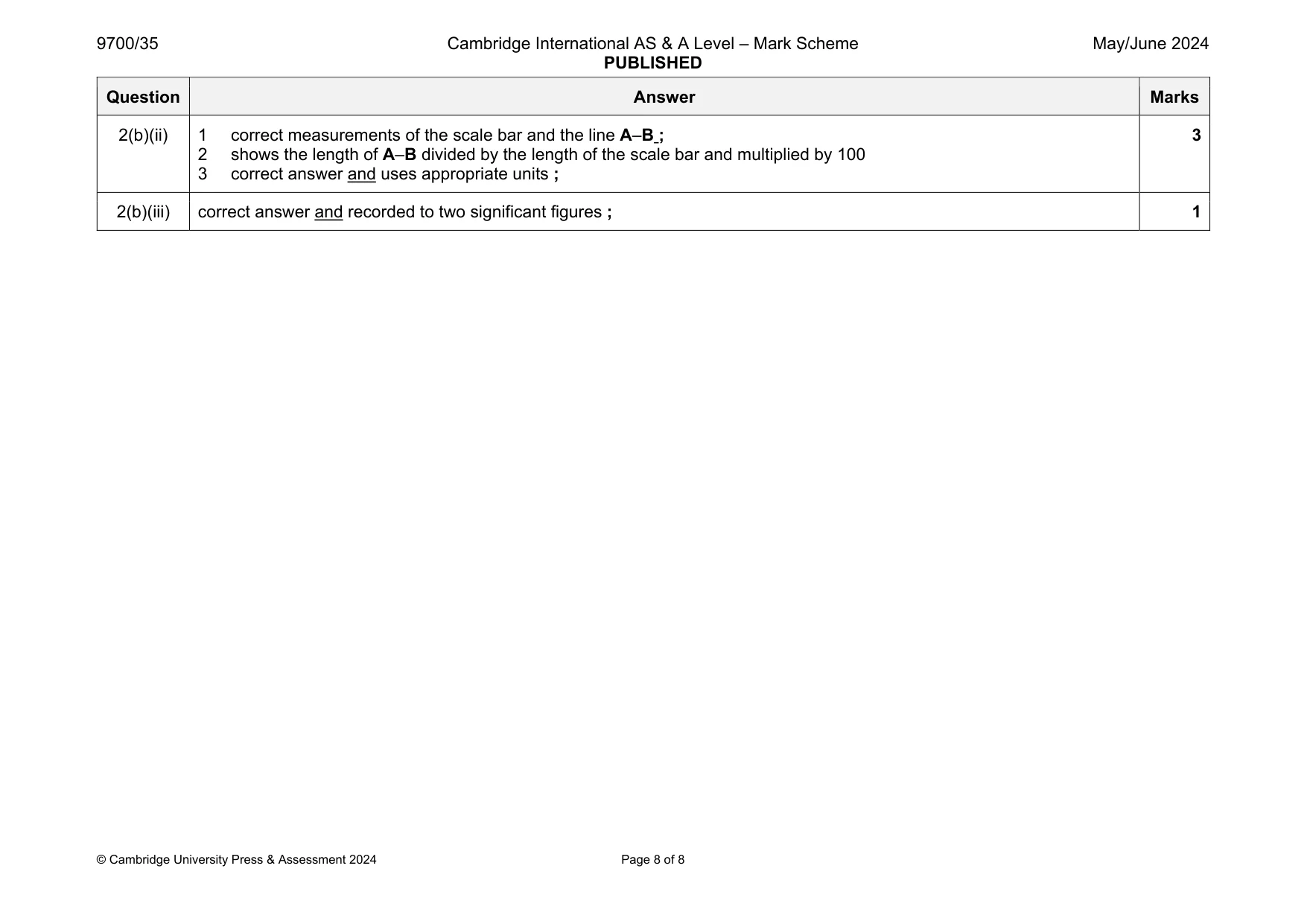 Mark scheme, page 8 of 8