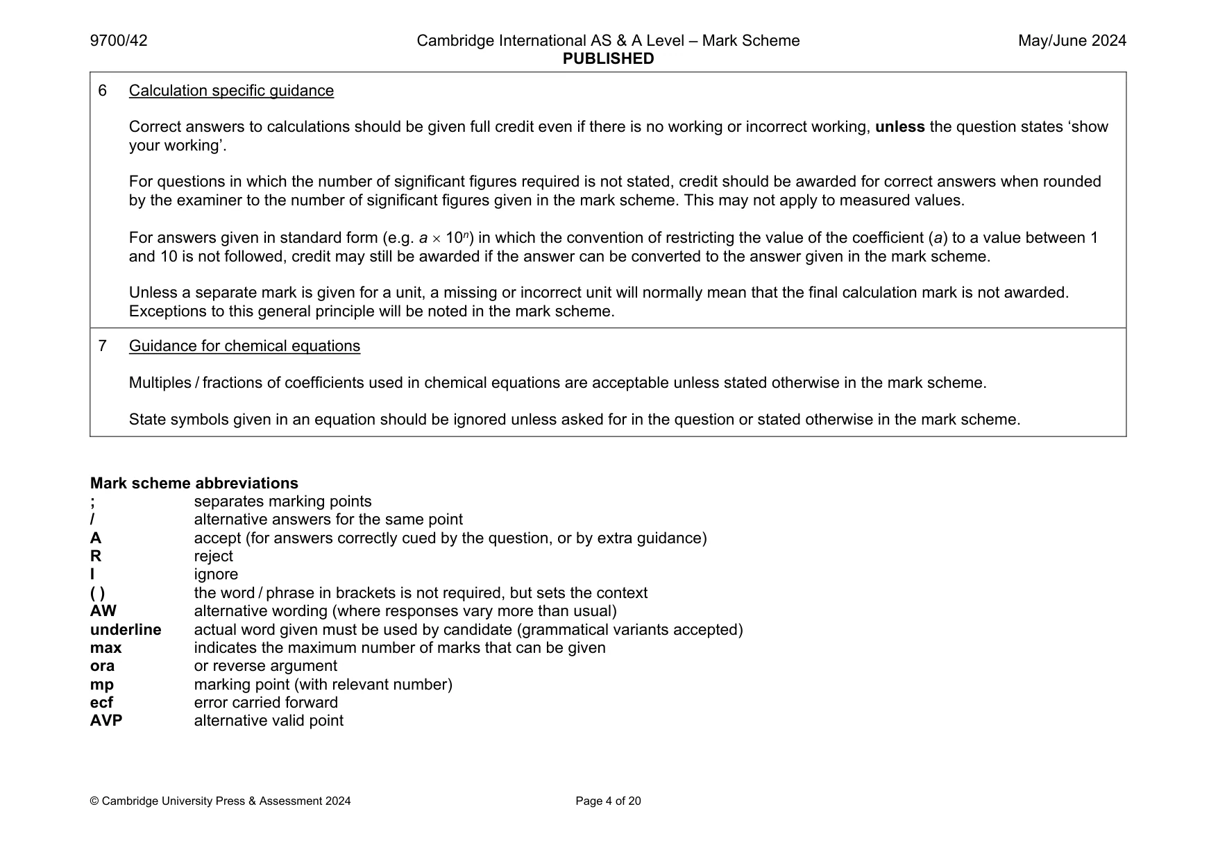 Mark scheme, page 4 of 20