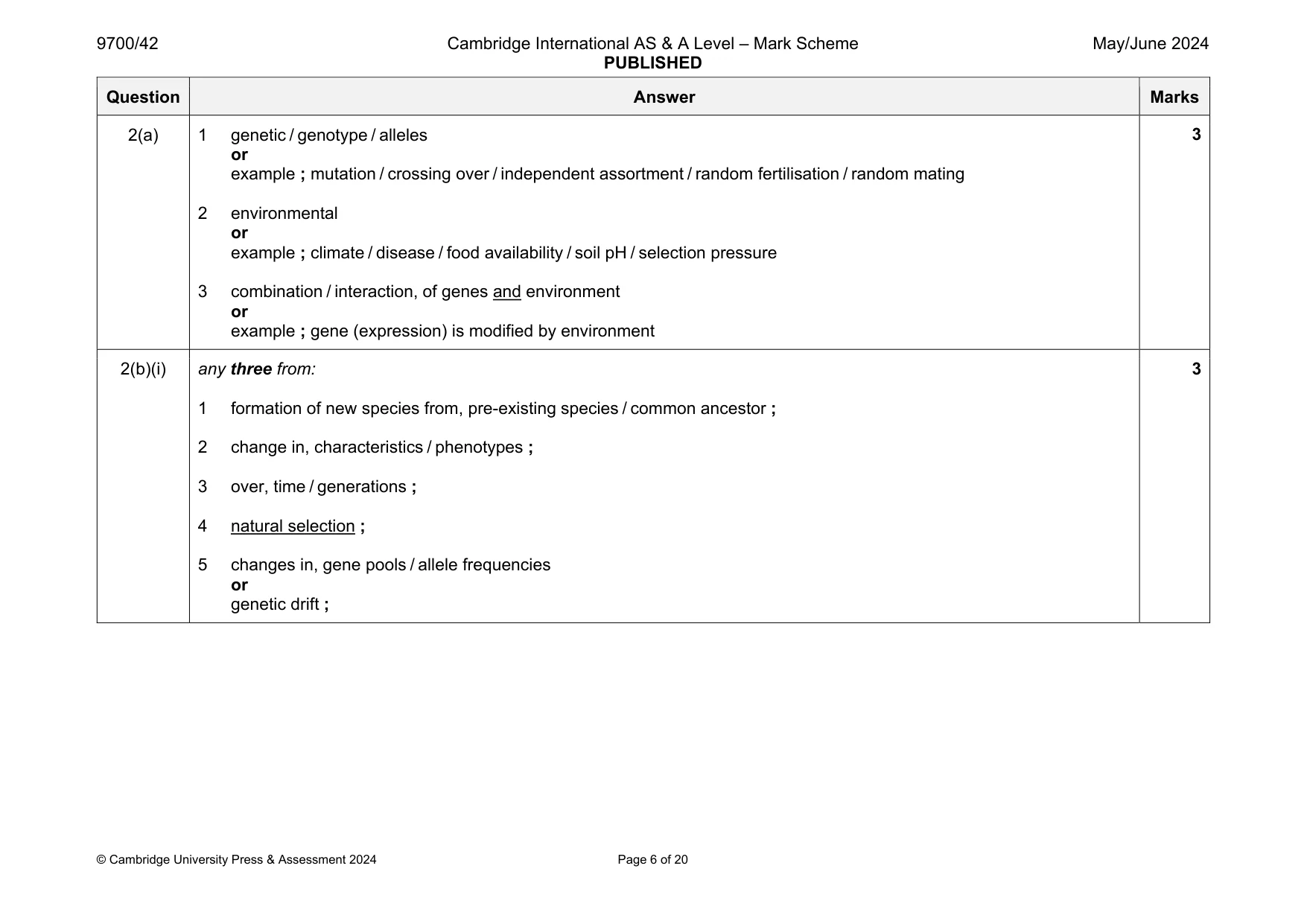 Mark scheme, page 6 of 20