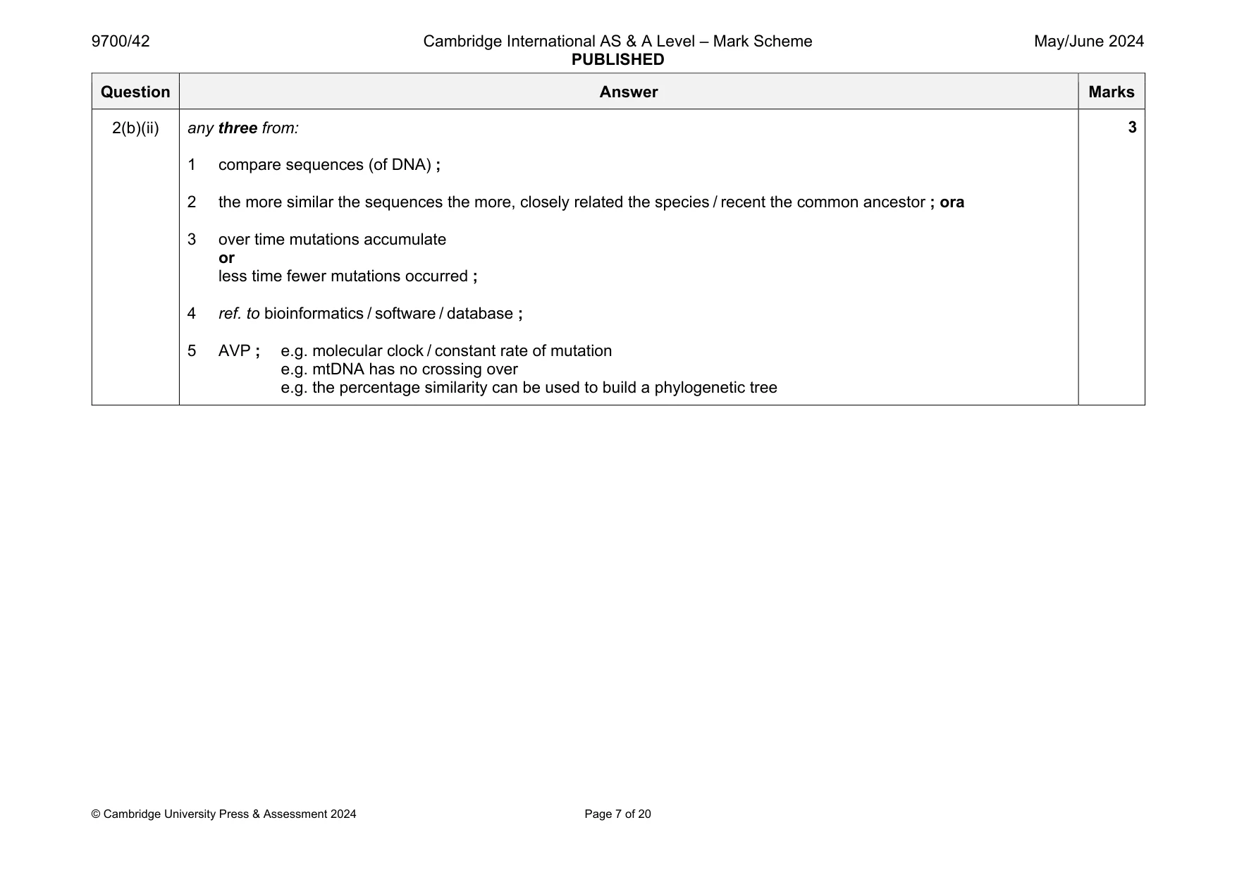 Mark scheme, page 7 of 20