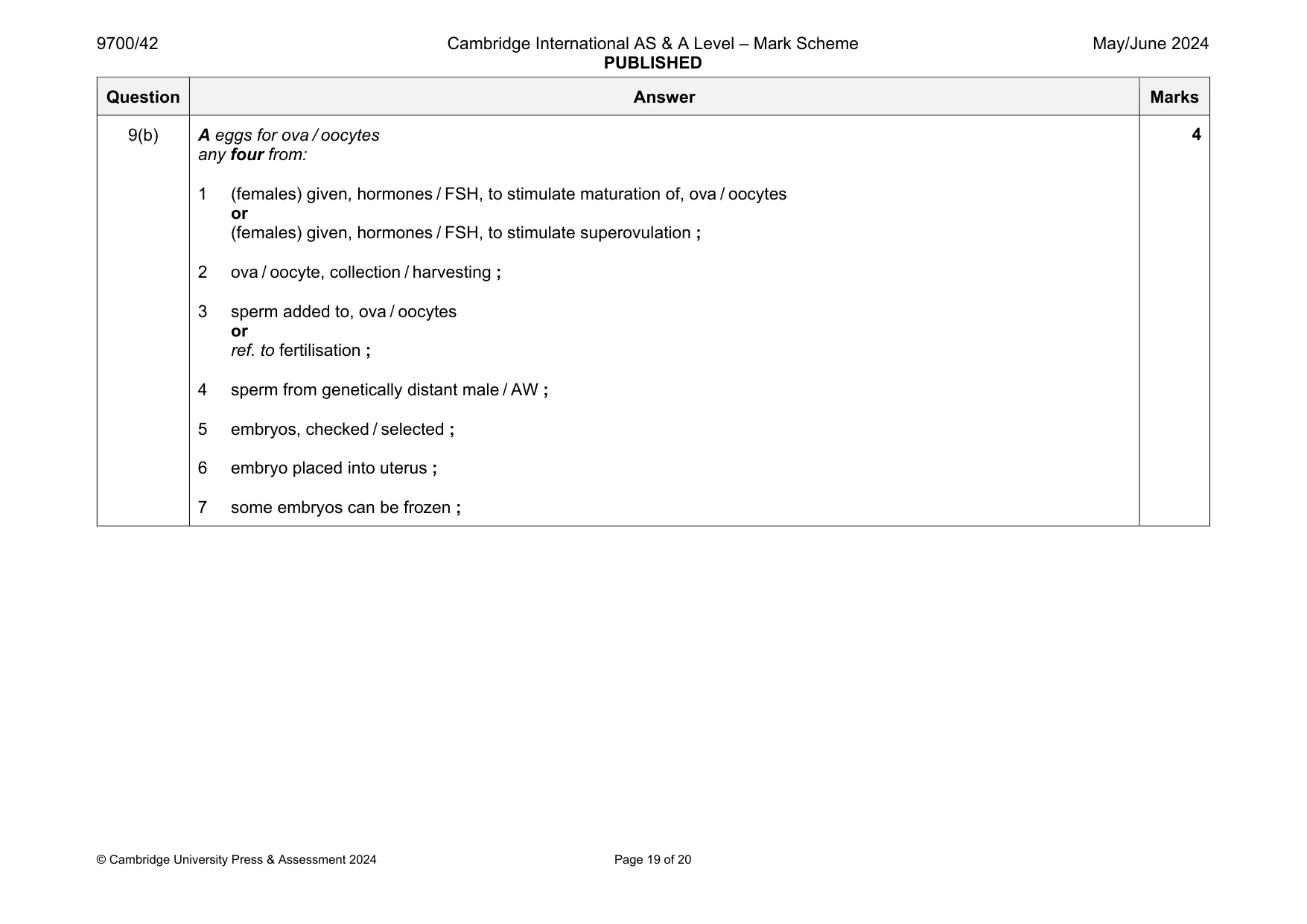 Mark scheme, page 19 of 20