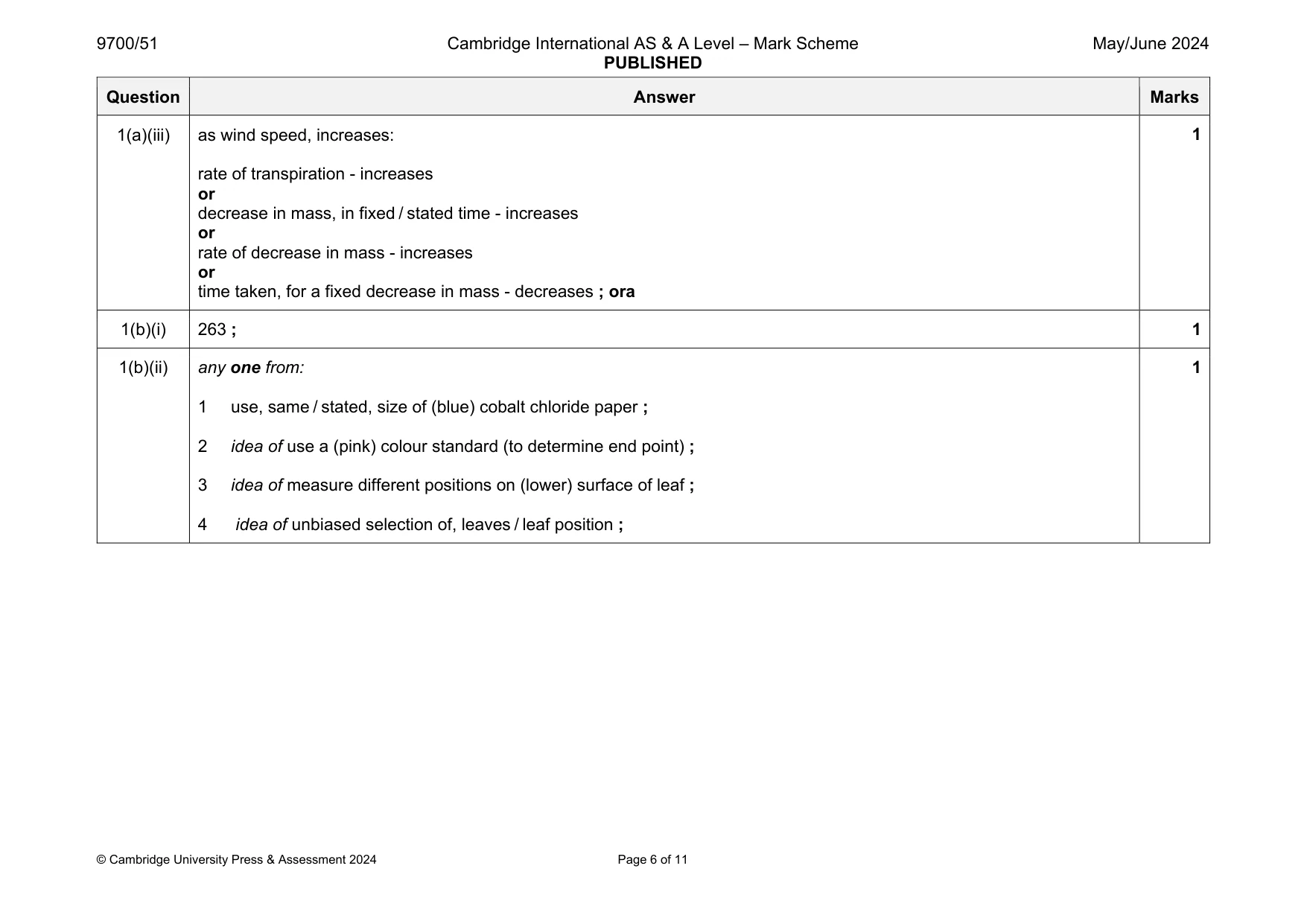 Mark scheme, page 6 of 11