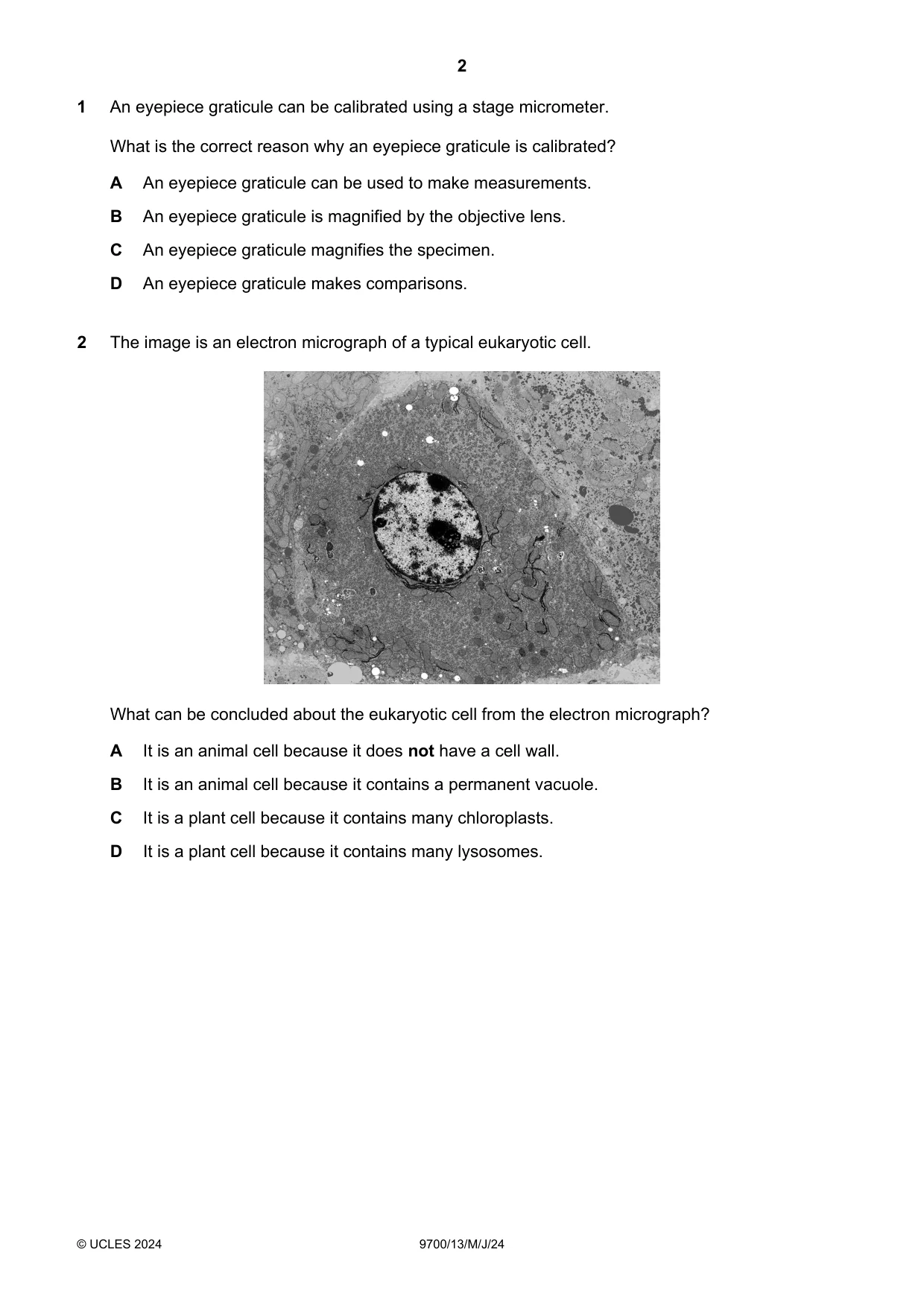 Cambridge A Level Biology 9700 2024 May/June Paper 1 · Variant 3 question paper, page 2 of 20