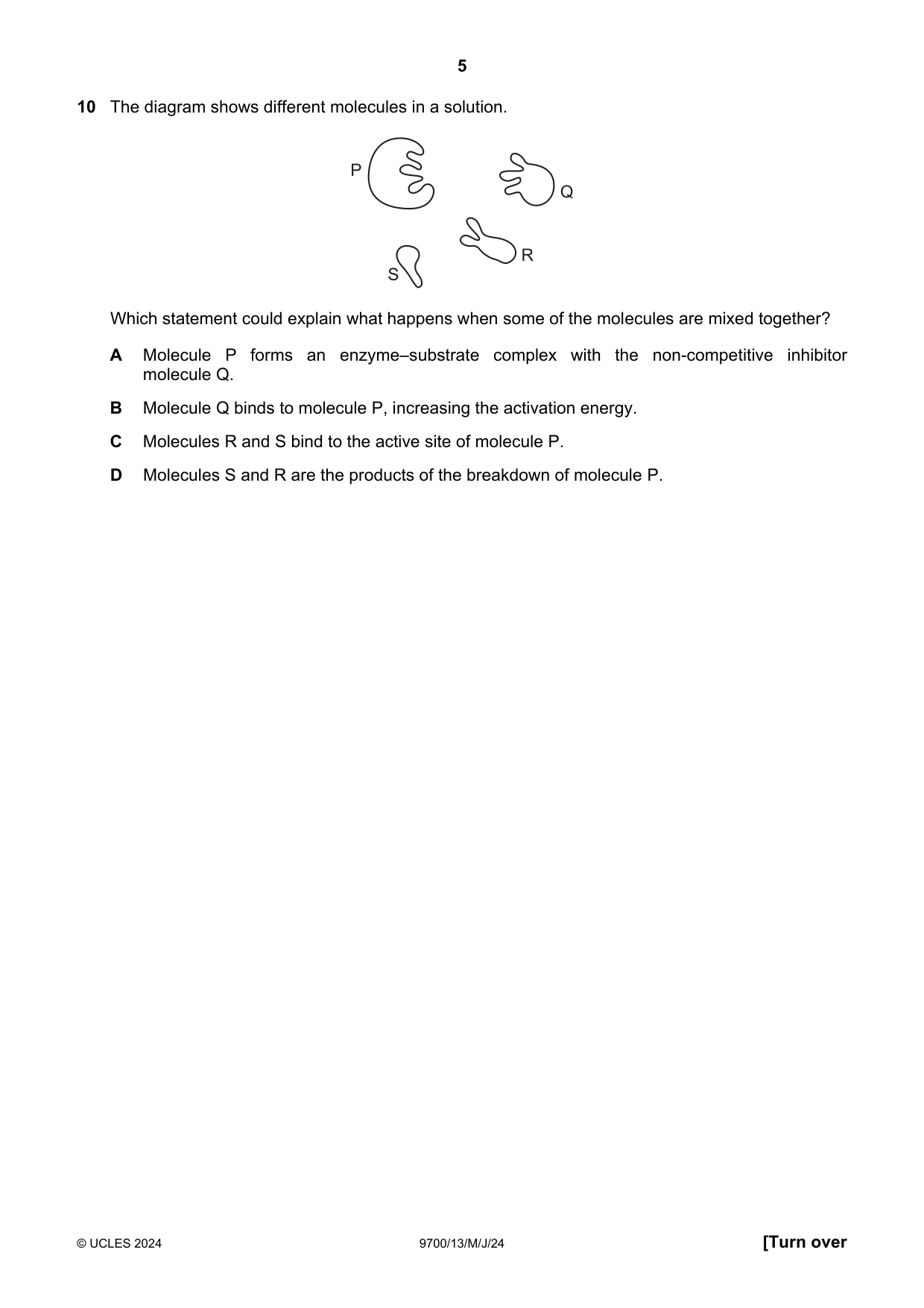 Cambridge A Level Biology 9700 2024 May/June Paper 1 · Variant 3 question paper, page 5 of 20