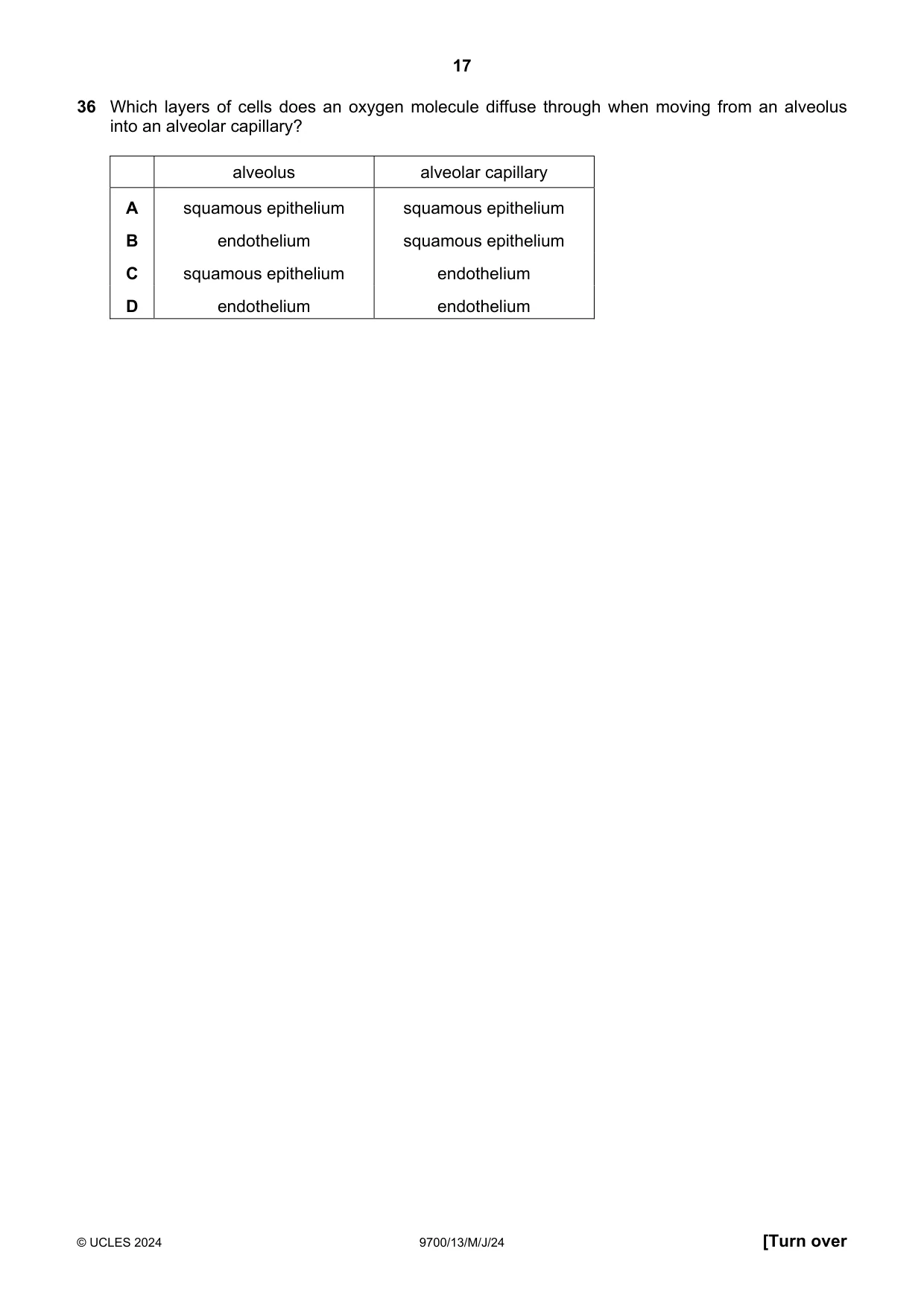 Cambridge A Level Biology 9700 2024 May/June Paper 1 · Variant 3 question paper, page 17 of 20