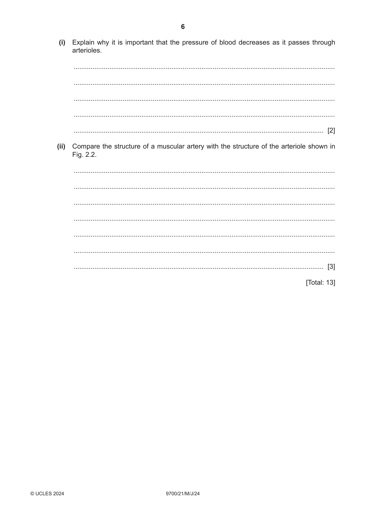 Cambridge A Level Biology 9700 2024 May/June Paper 2 · Variant 1 question paper, page 6 of 20