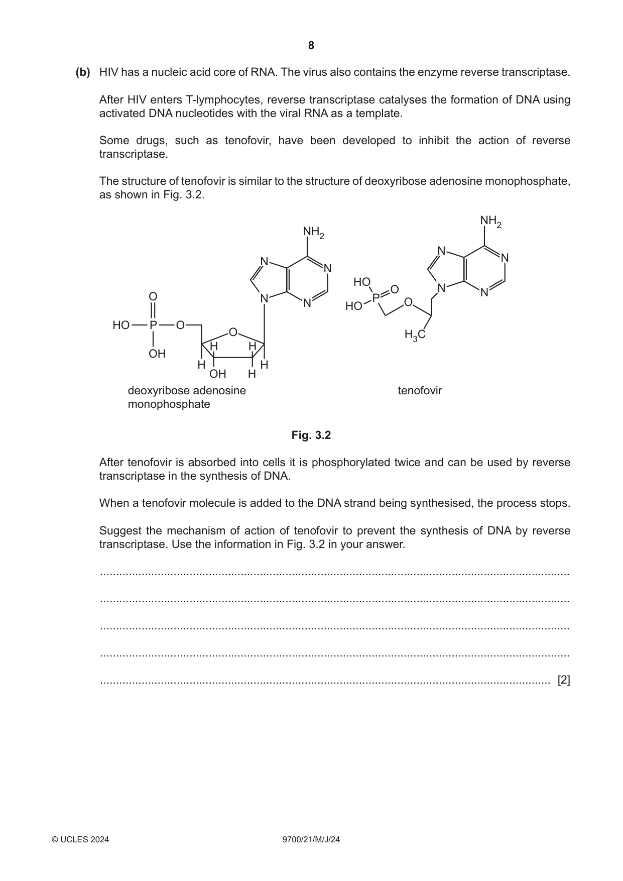 Cambridge A Level Biology 9700 2024 May/June Paper 2 · Variant 1 question paper, page 8 of 20