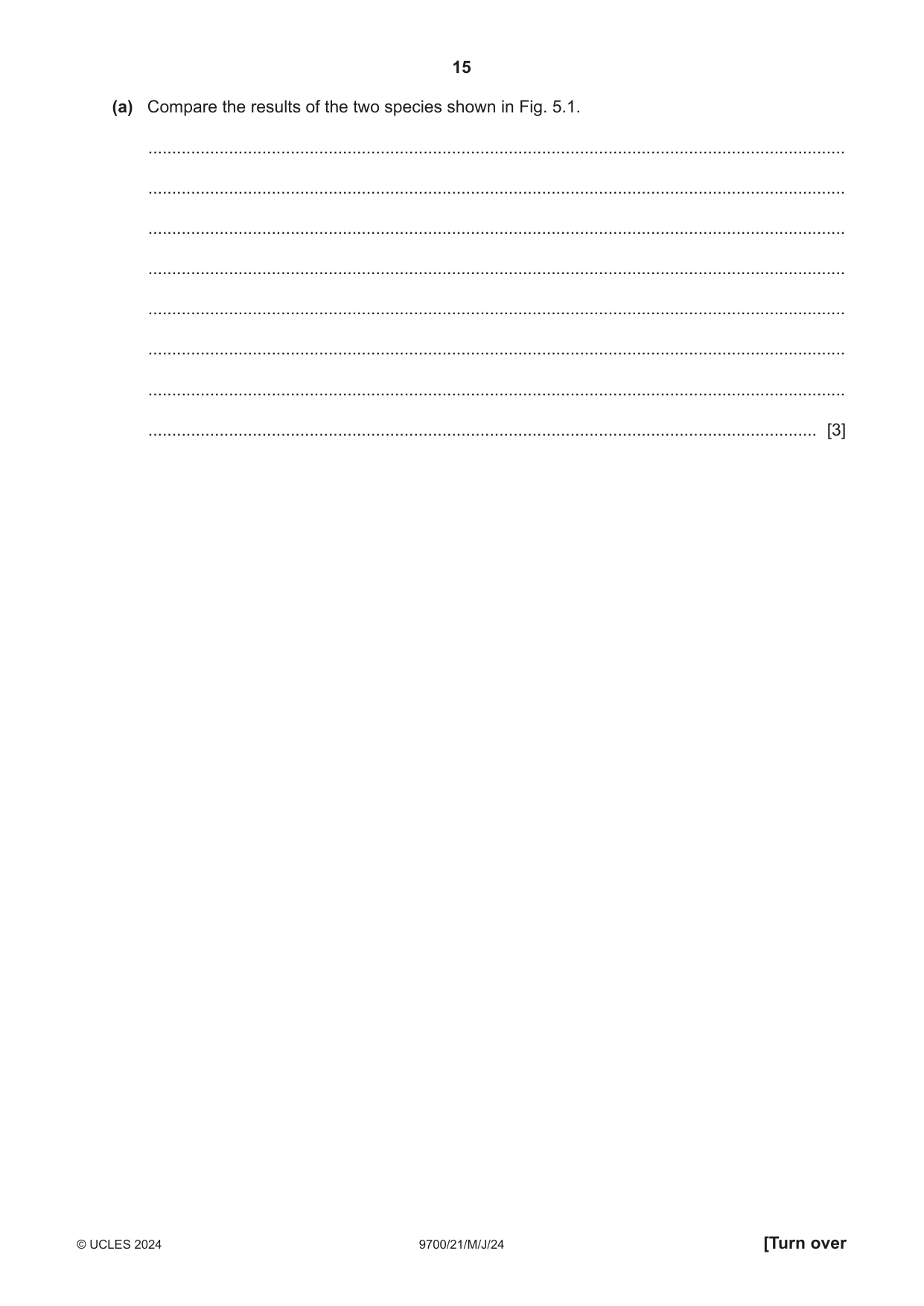 Cambridge A Level Biology 9700 2024 May/June Paper 2 · Variant 1 question paper, page 15 of 20