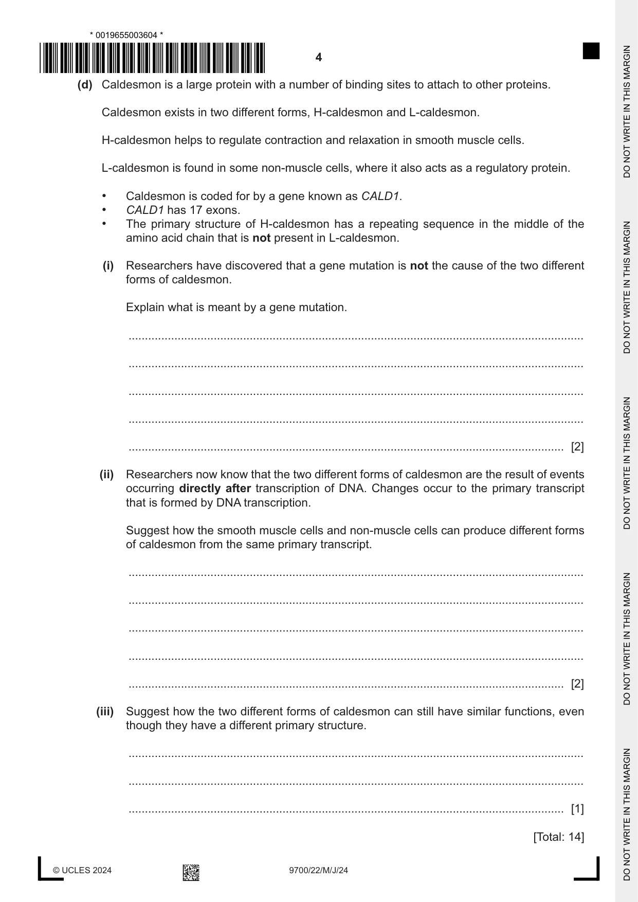 Cambridge A Level Biology 9700 2024 May/June Paper 2 · Variant 2 question paper, page 4 of 16