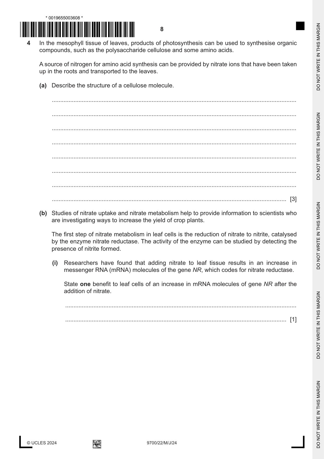 Cambridge A Level Biology 9700 2024 May/June Paper 2 · Variant 2 question paper, page 8 of 16