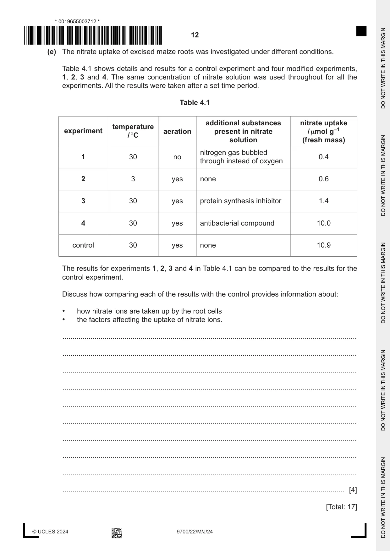 Cambridge A Level Biology 9700 2024 May/June Paper 2 · Variant 2 question paper, page 12 of 16