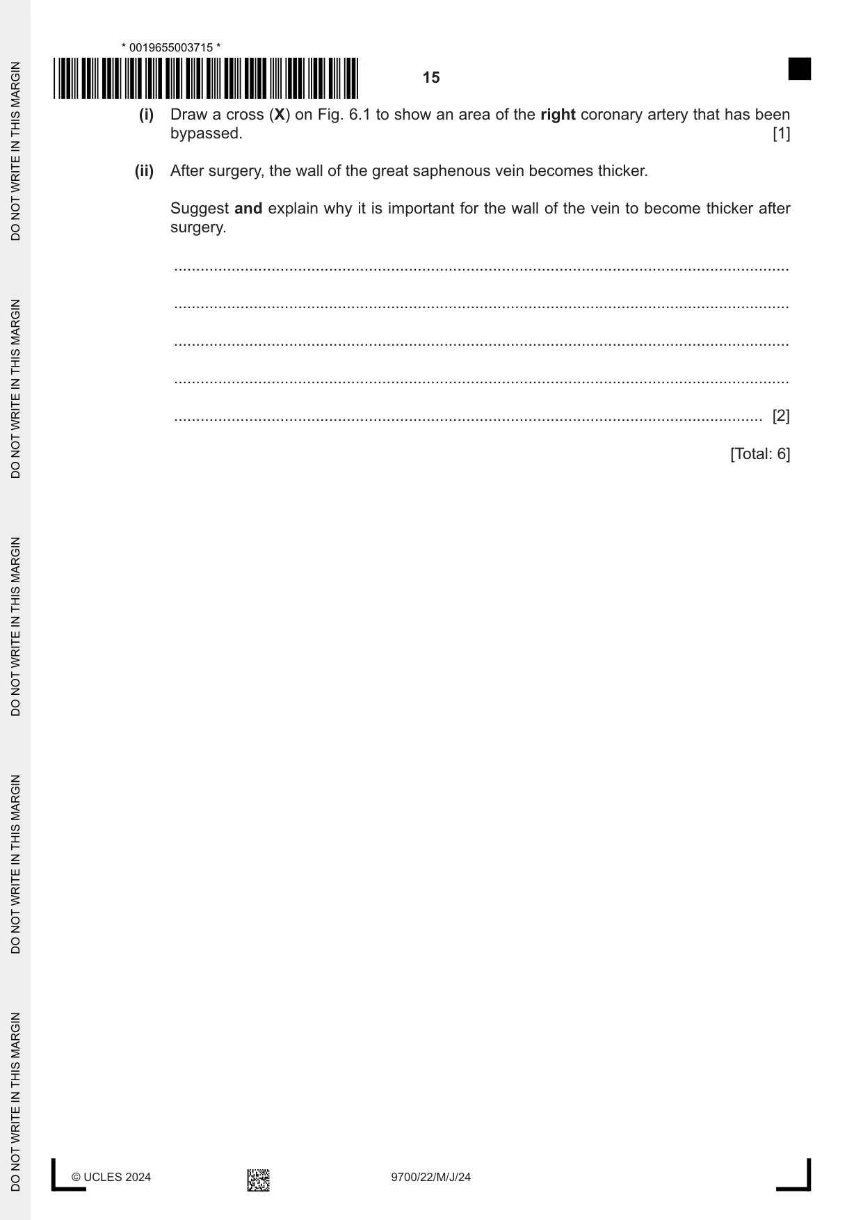 Cambridge A Level Biology 9700 2024 May/June Paper 2 · Variant 2 question paper, page 15 of 16