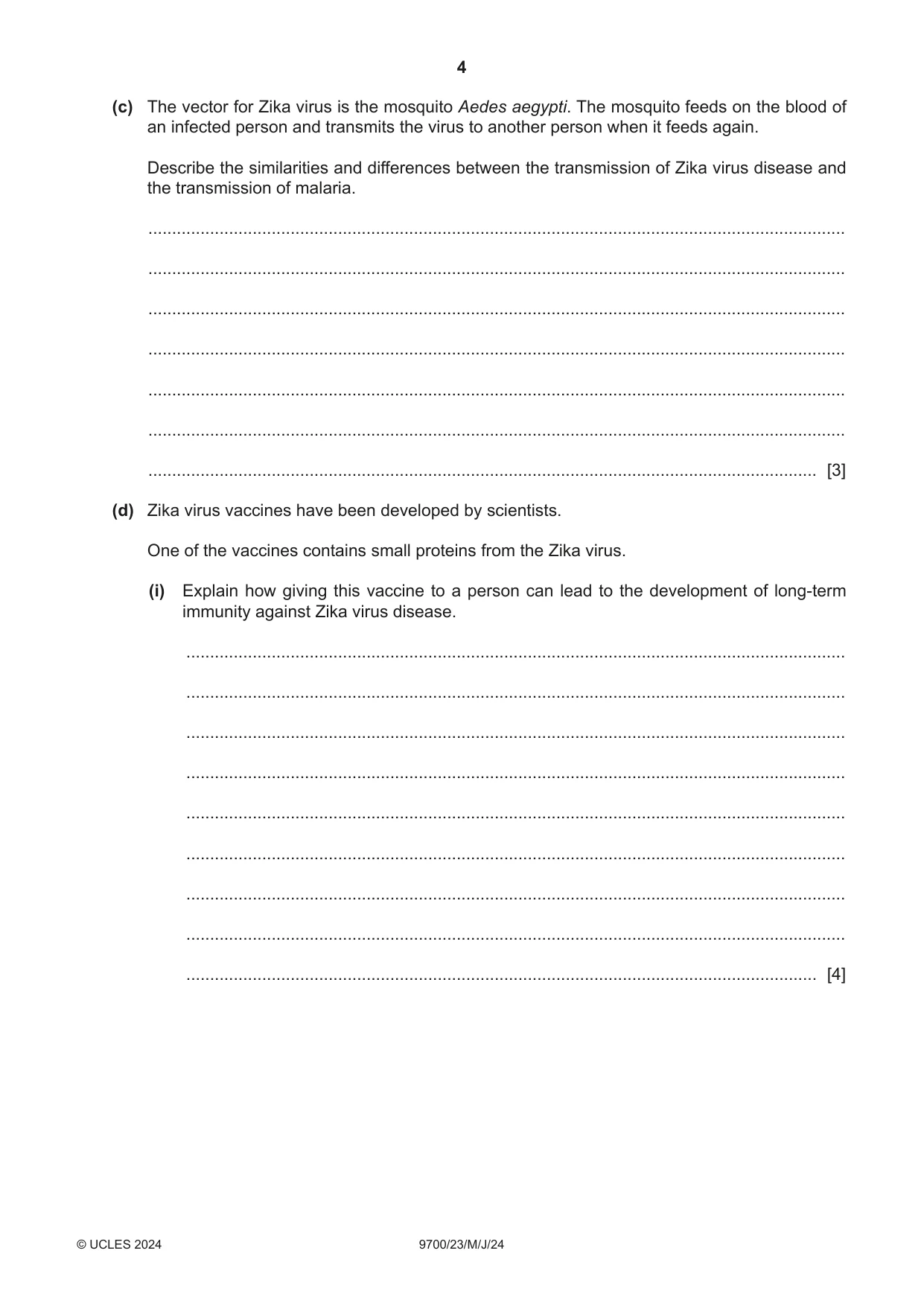 Cambridge A Level Biology 9700 2024 May/June Paper 2 · Variant 3 question paper, page 4 of 16
