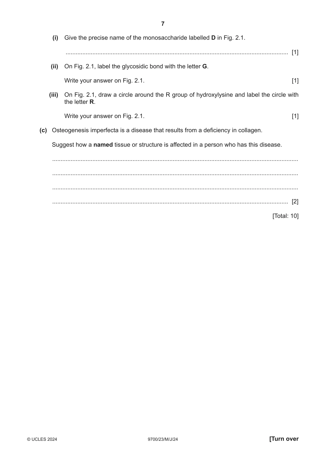 Cambridge A Level Biology 9700 2024 May/June Paper 2 · Variant 3 question paper, page 7 of 16