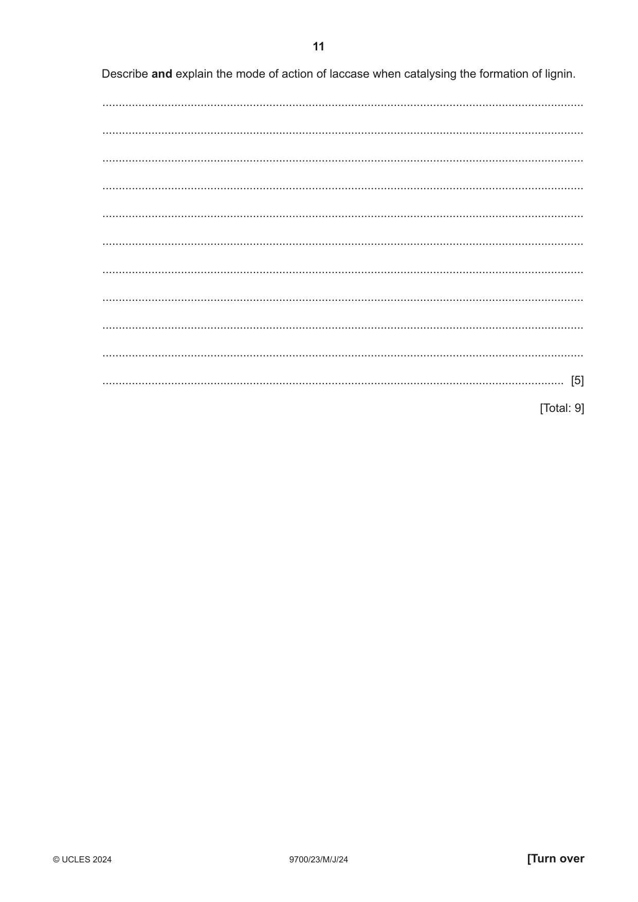 Cambridge A Level Biology 9700 2024 May/June Paper 2 · Variant 3 question paper, page 11 of 16