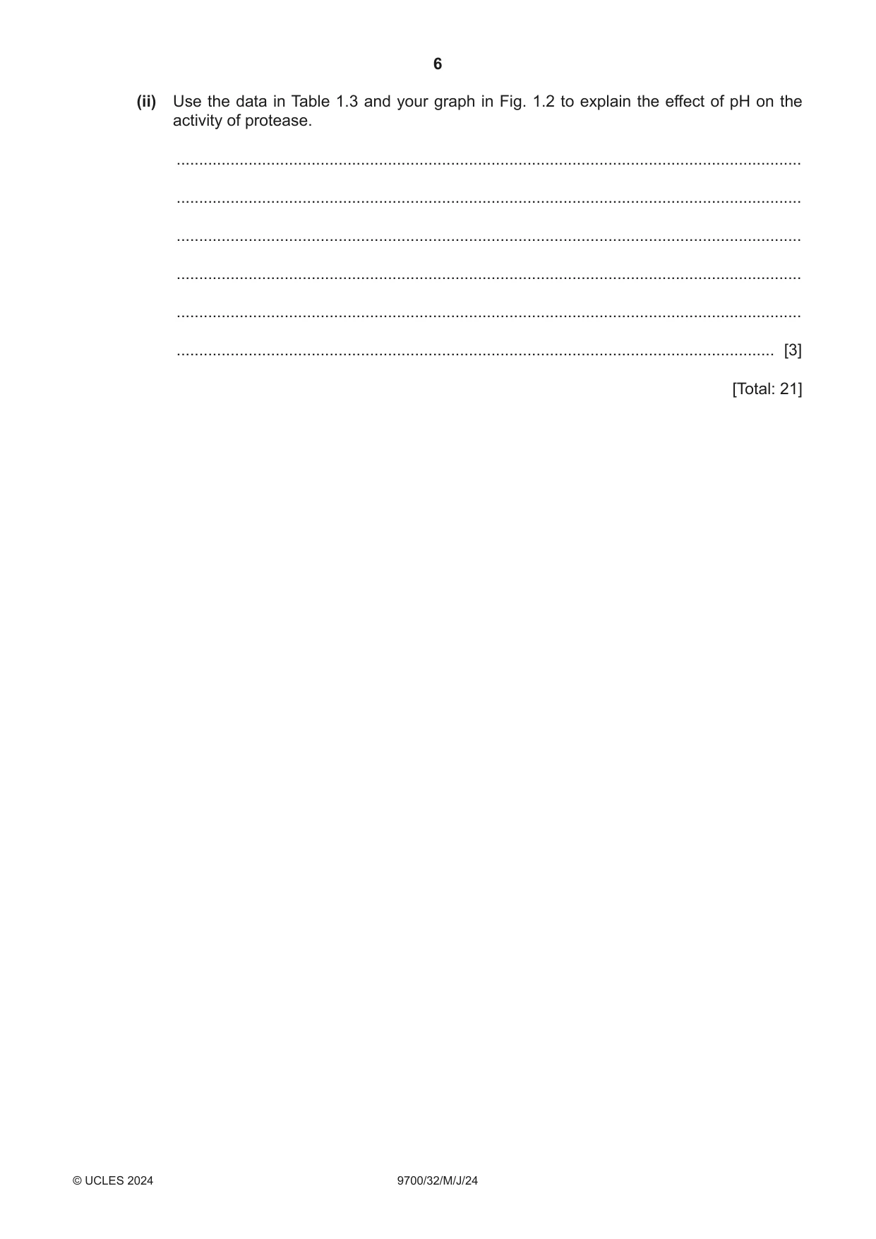 Cambridge A Level Biology 9700 2024 May/June Paper 3 · Variant 2 question paper, page 6 of 12