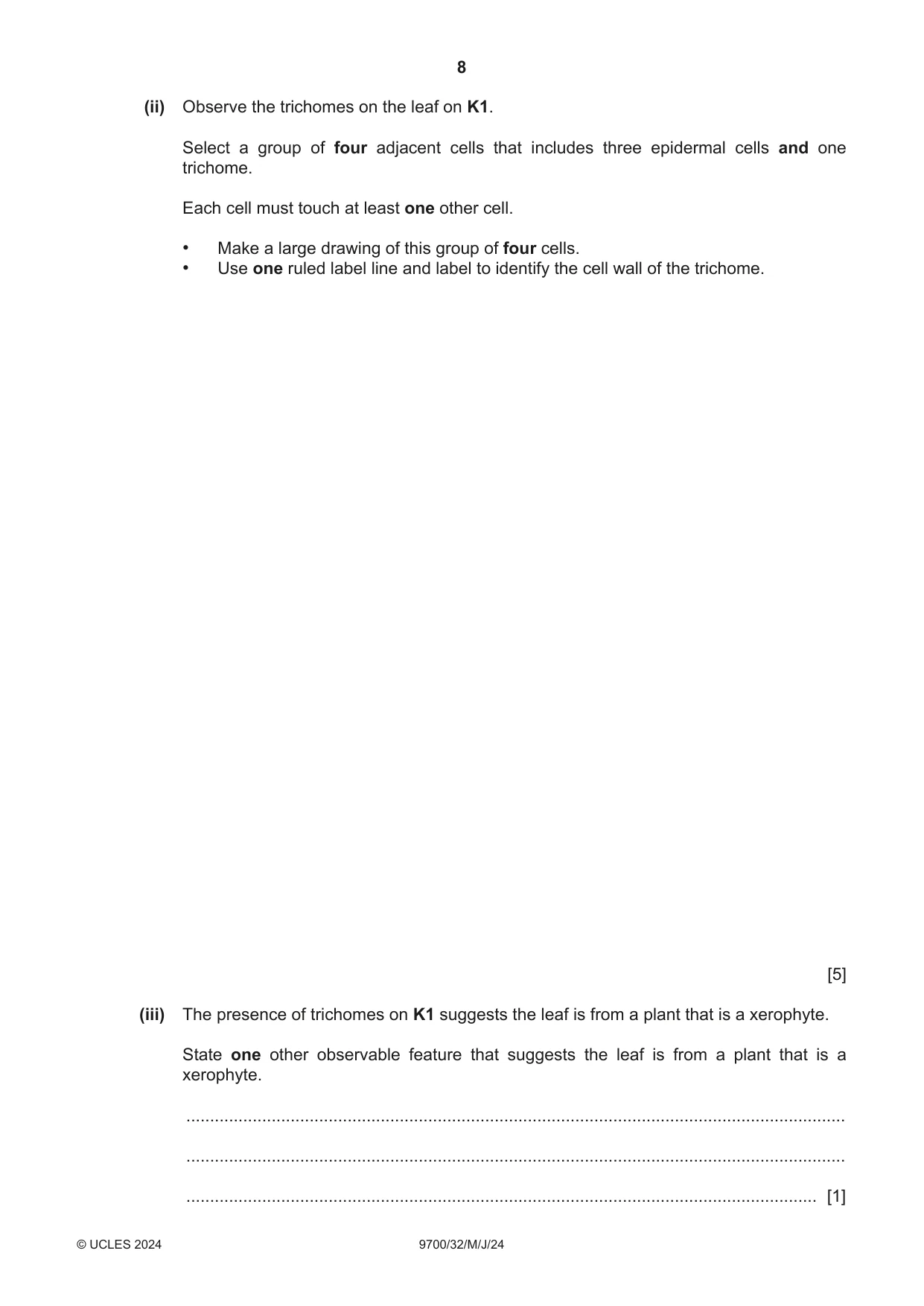 Cambridge A Level Biology 9700 2024 May/June Paper 3 · Variant 2 question paper, page 8 of 12