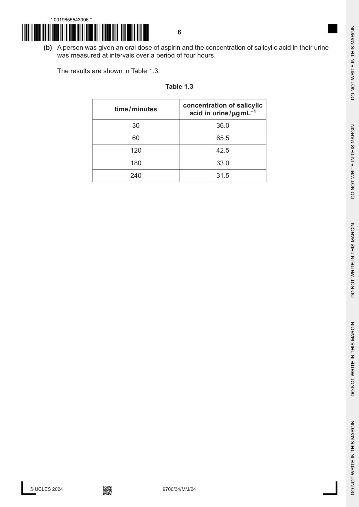 Cambridge A Level Biology 9700 2024 May/June Paper 3 · Variant 4 question paper, page 6 of 12