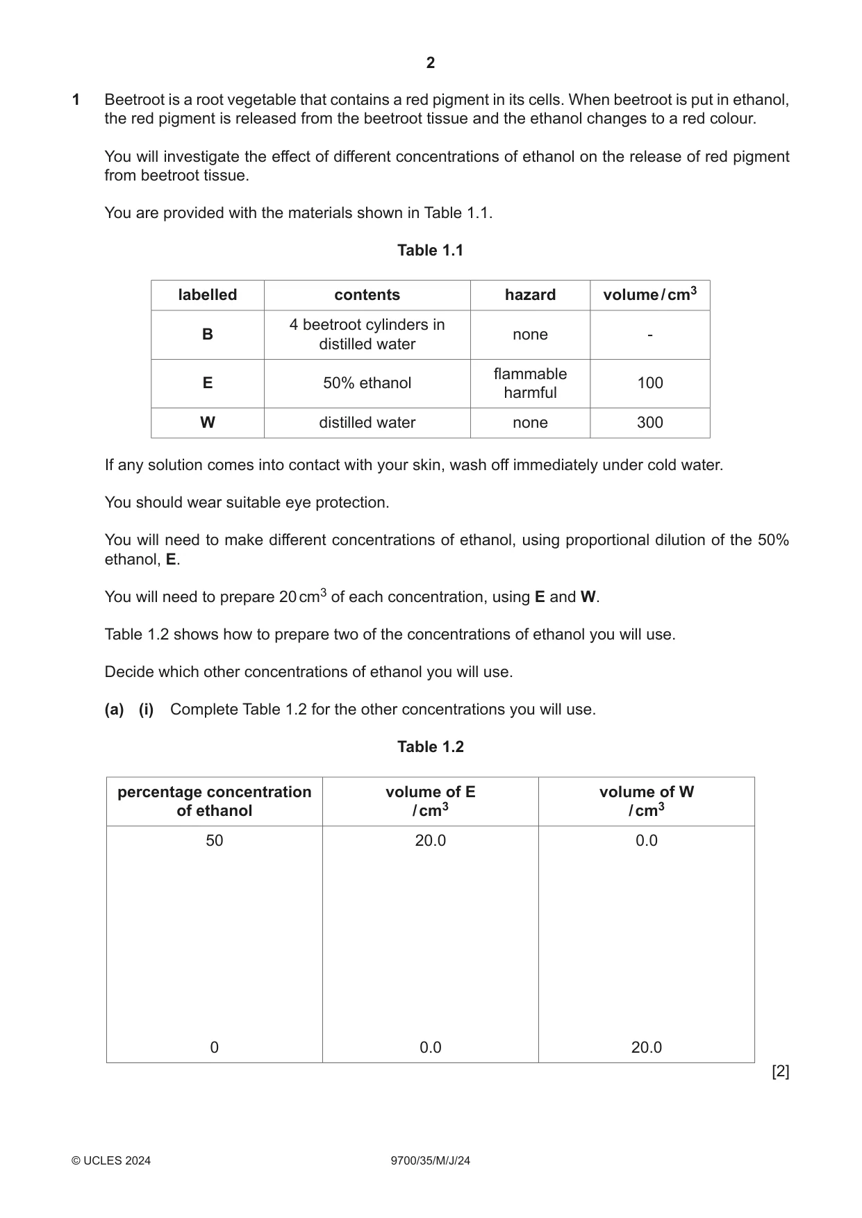 Cambridge A Level Biology 9700 2024 May/June Paper 3 · Variant 5 question paper, page 2 of 12