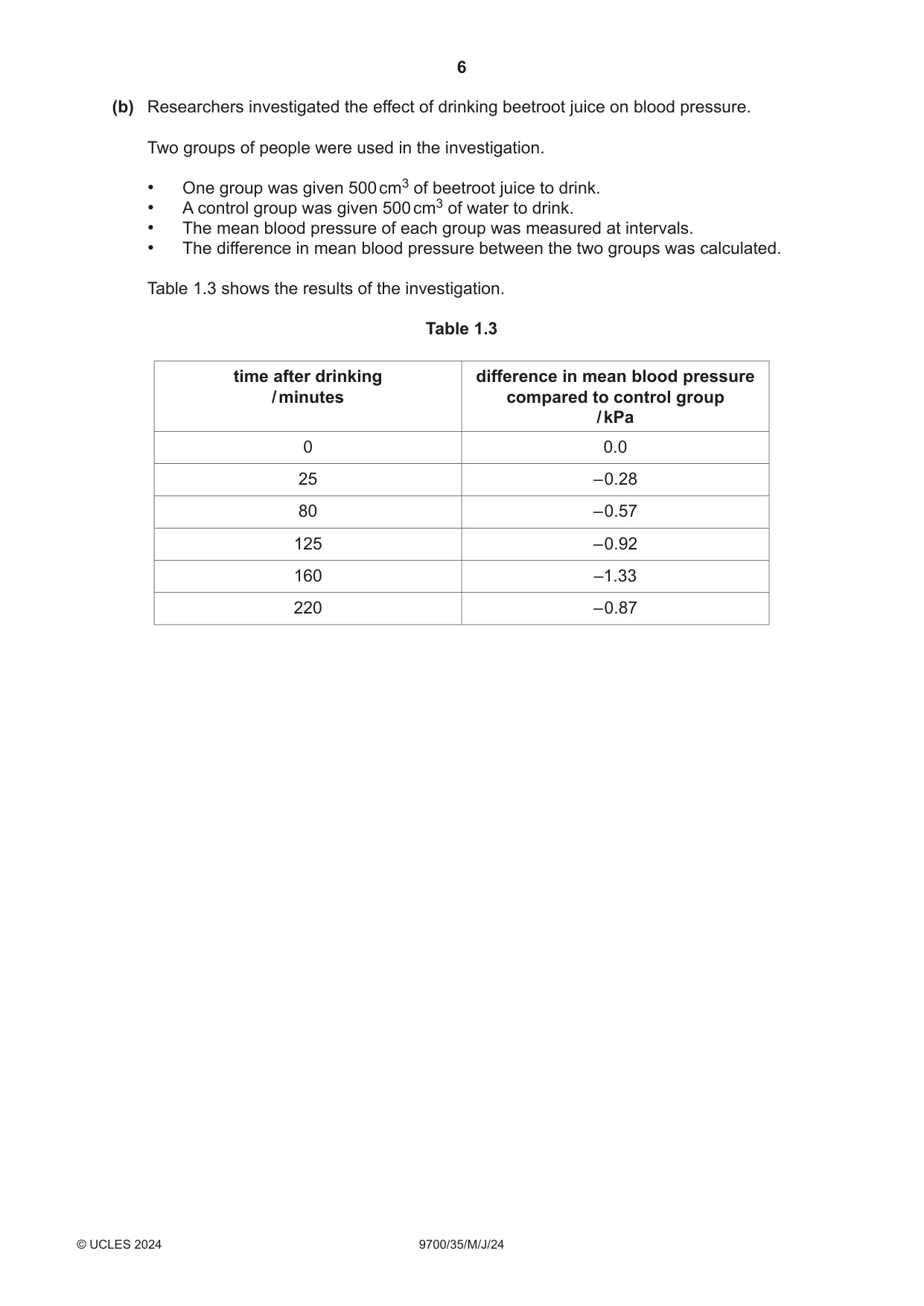 Cambridge A Level Biology 9700 2024 May/June Paper 3 · Variant 5 question paper, page 6 of 12