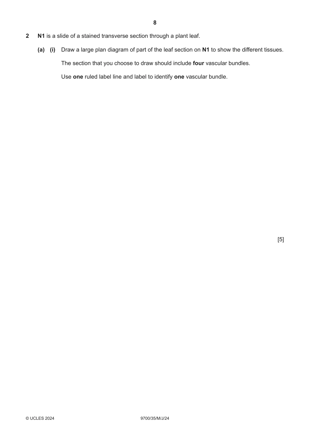 Cambridge A Level Biology 9700 2024 May/June Paper 3 · Variant 5 question paper, page 8 of 12