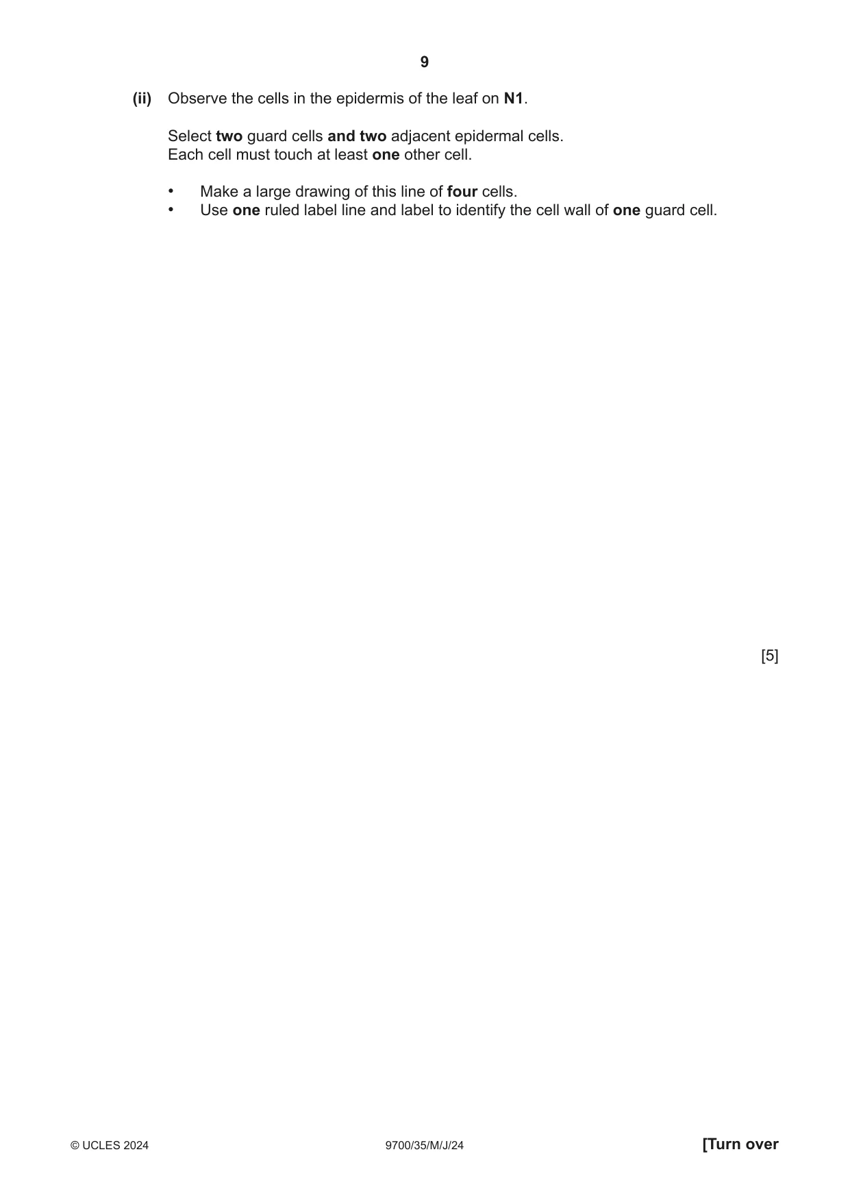 Cambridge A Level Biology 9700 2024 May/June Paper 3 · Variant 5 question paper, page 9 of 12