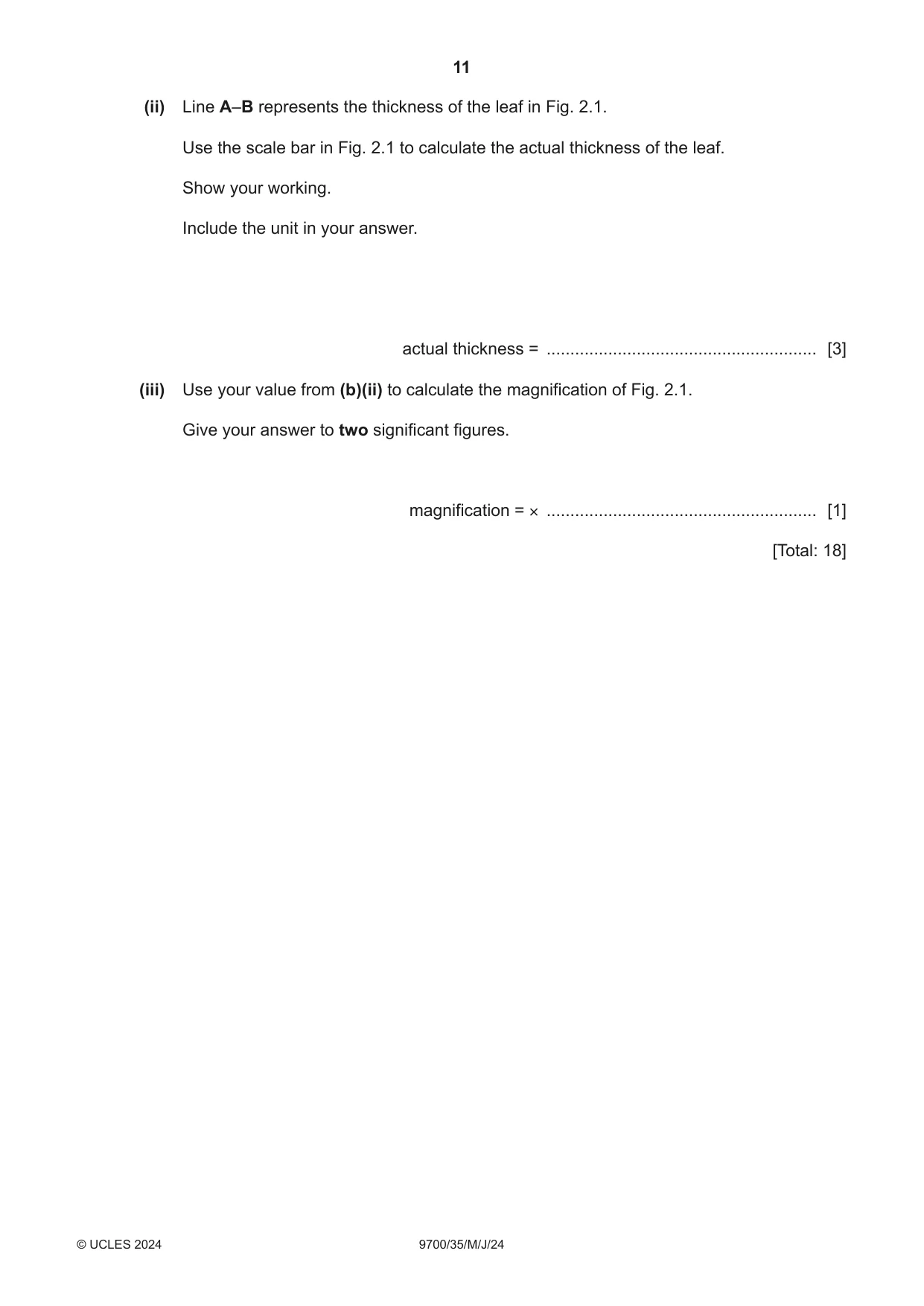 Cambridge A Level Biology 9700 2024 May/June Paper 3 · Variant 5 question paper, page 11 of 12