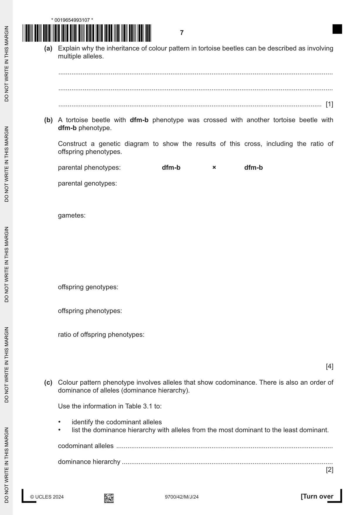 Cambridge A Level Biology 9700 2024 May/June Paper 4 · Variant 2 question paper, page 7 of 24