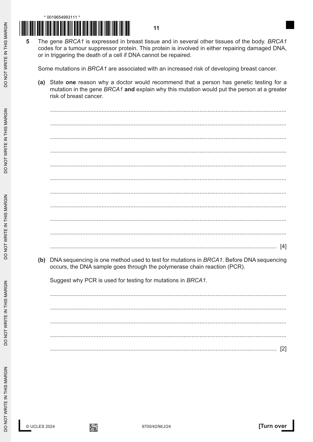 Cambridge A Level Biology 9700 2024 May/June Paper 4 · Variant 2 question paper, page 11 of 24