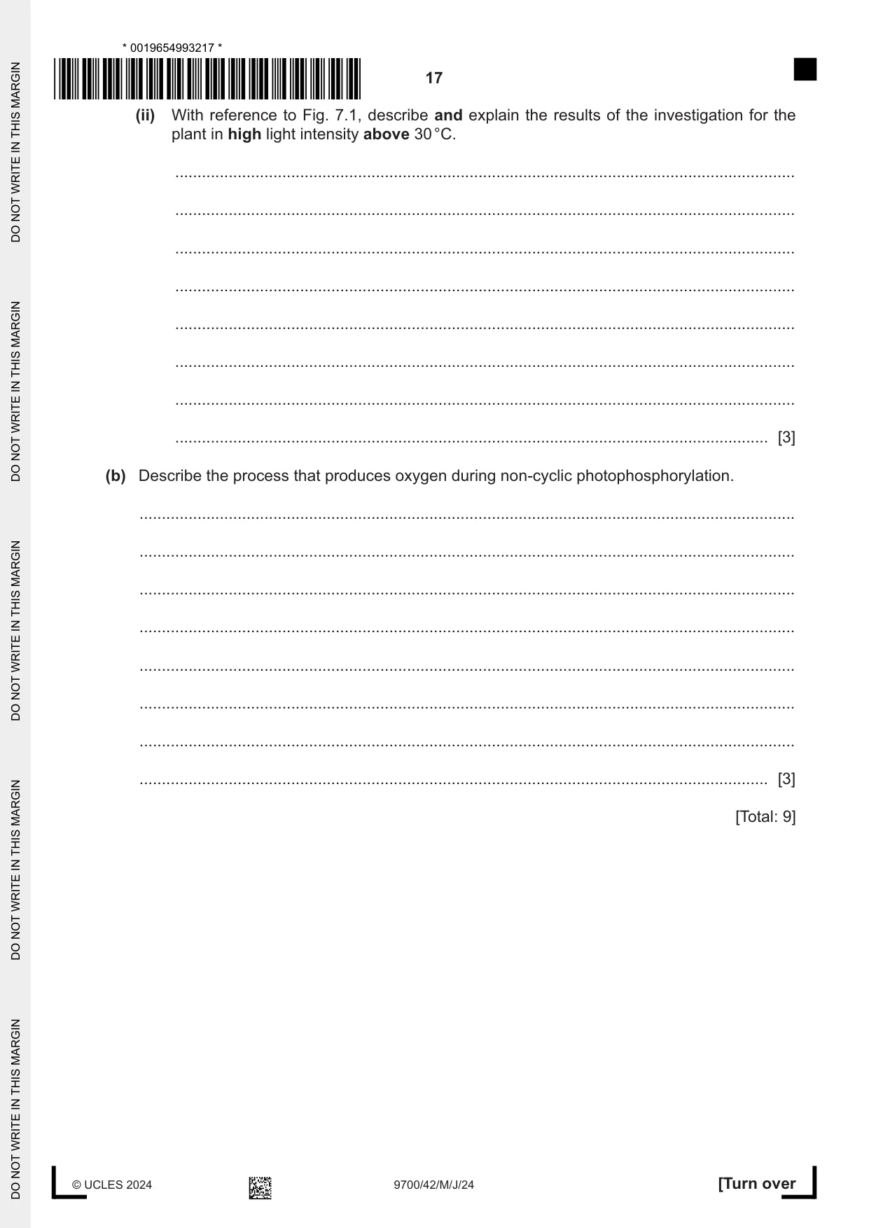 Cambridge A Level Biology 9700 2024 May/June Paper 4 · Variant 2 question paper, page 17 of 24
