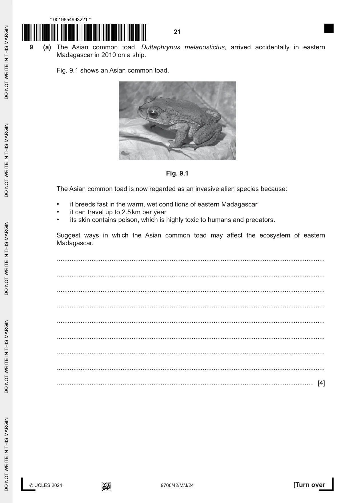 Cambridge A Level Biology 9700 2024 May/June Paper 4 · Variant 2 question paper, page 21 of 24