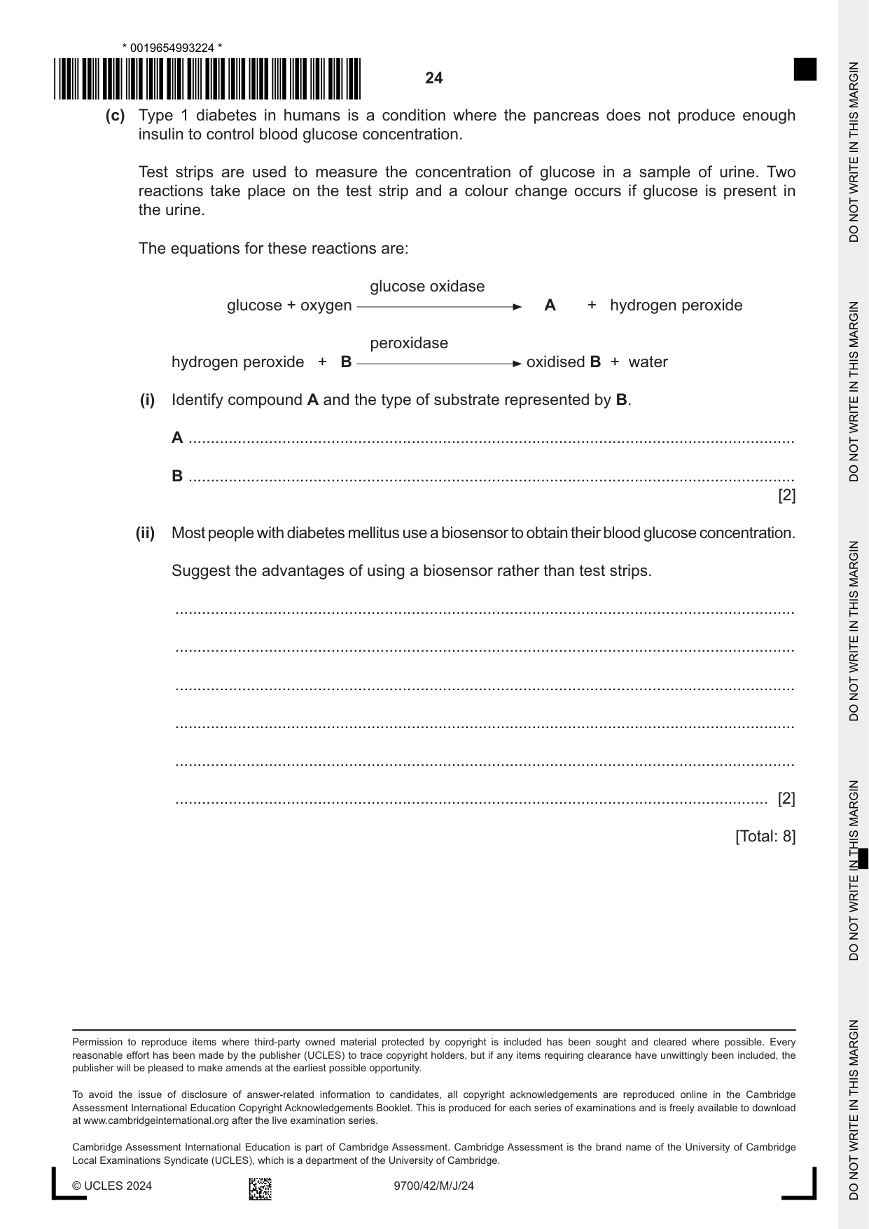 Cambridge A Level Biology 9700 2024 May/June Paper 4 · Variant 2 question paper, page 24 of 24