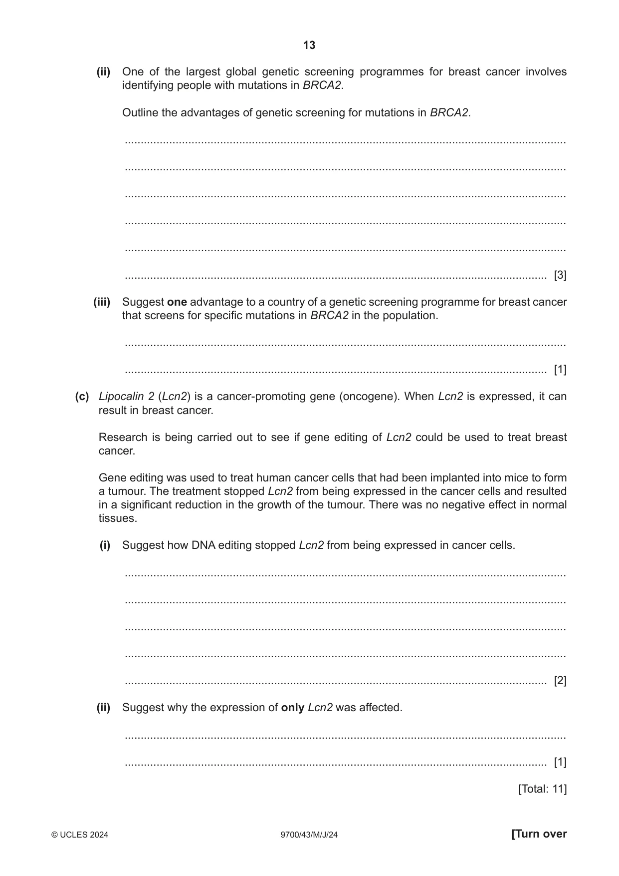 Cambridge A Level Biology 9700 2024 May/June Paper 4 · Variant 3 question paper, page 13 of 24