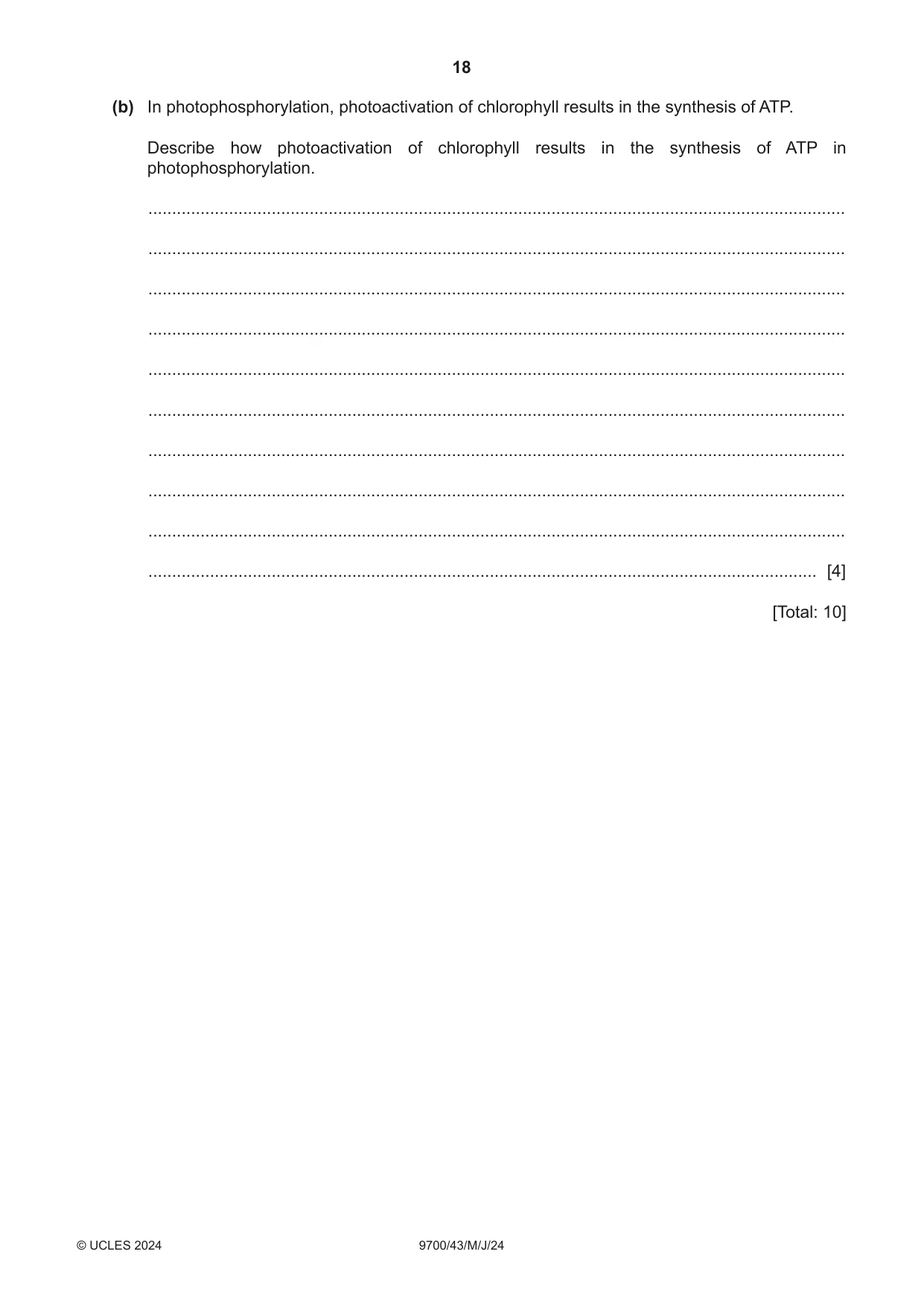 Cambridge A Level Biology 9700 2024 May/June Paper 4 · Variant 3 question paper, page 18 of 24