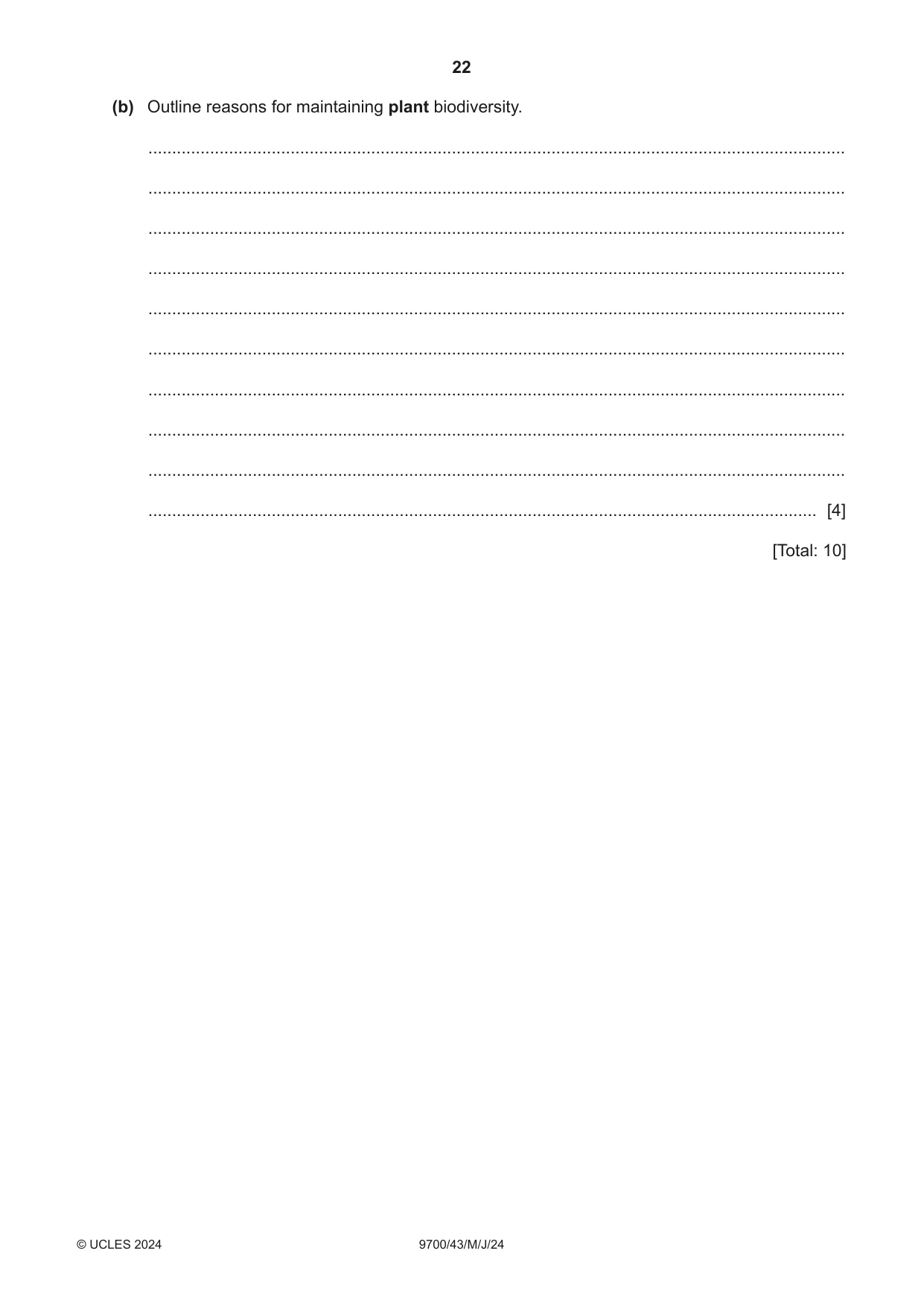 Cambridge A Level Biology 9700 2024 May/June Paper 4 · Variant 3 question paper, page 22 of 24
