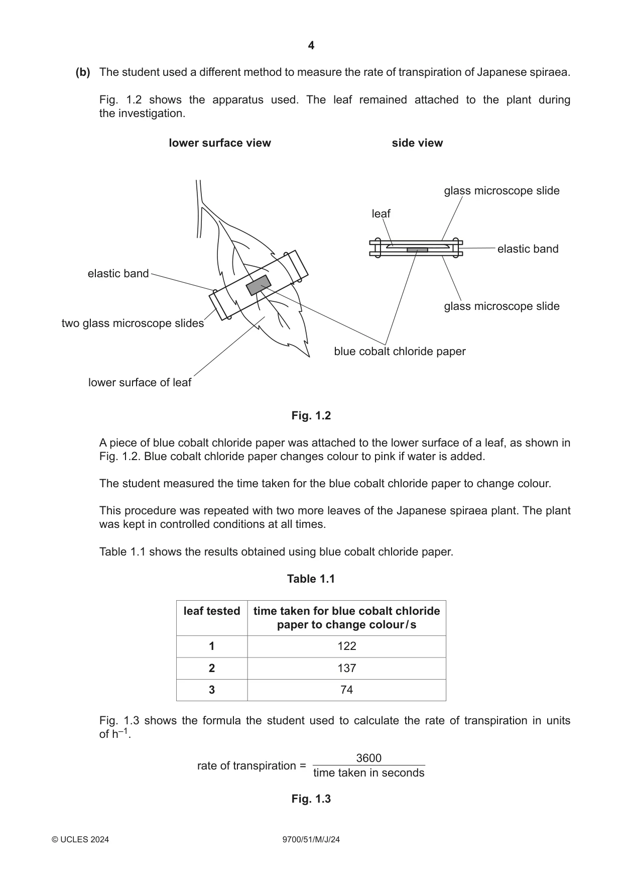 Cambridge A Level Biology 9700 2024 May/June Paper 5 · Variant 1 question paper, page 4 of 16